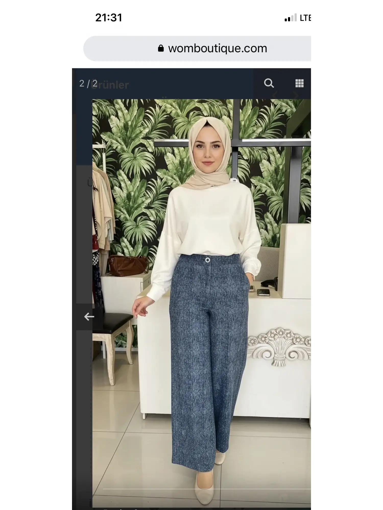 Clande Taş Detaylı Denim Pantolon