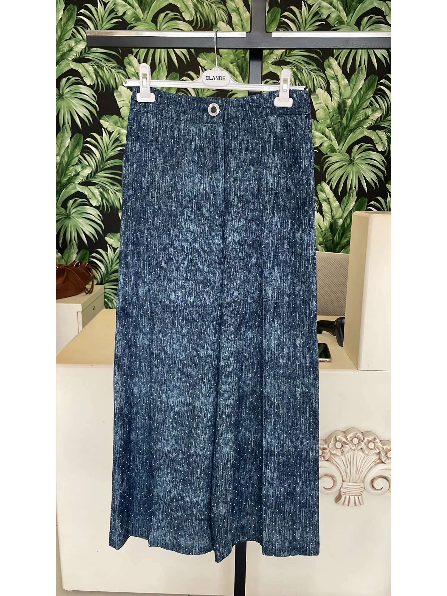 Clande Taş Detaylı Denim Pantolon