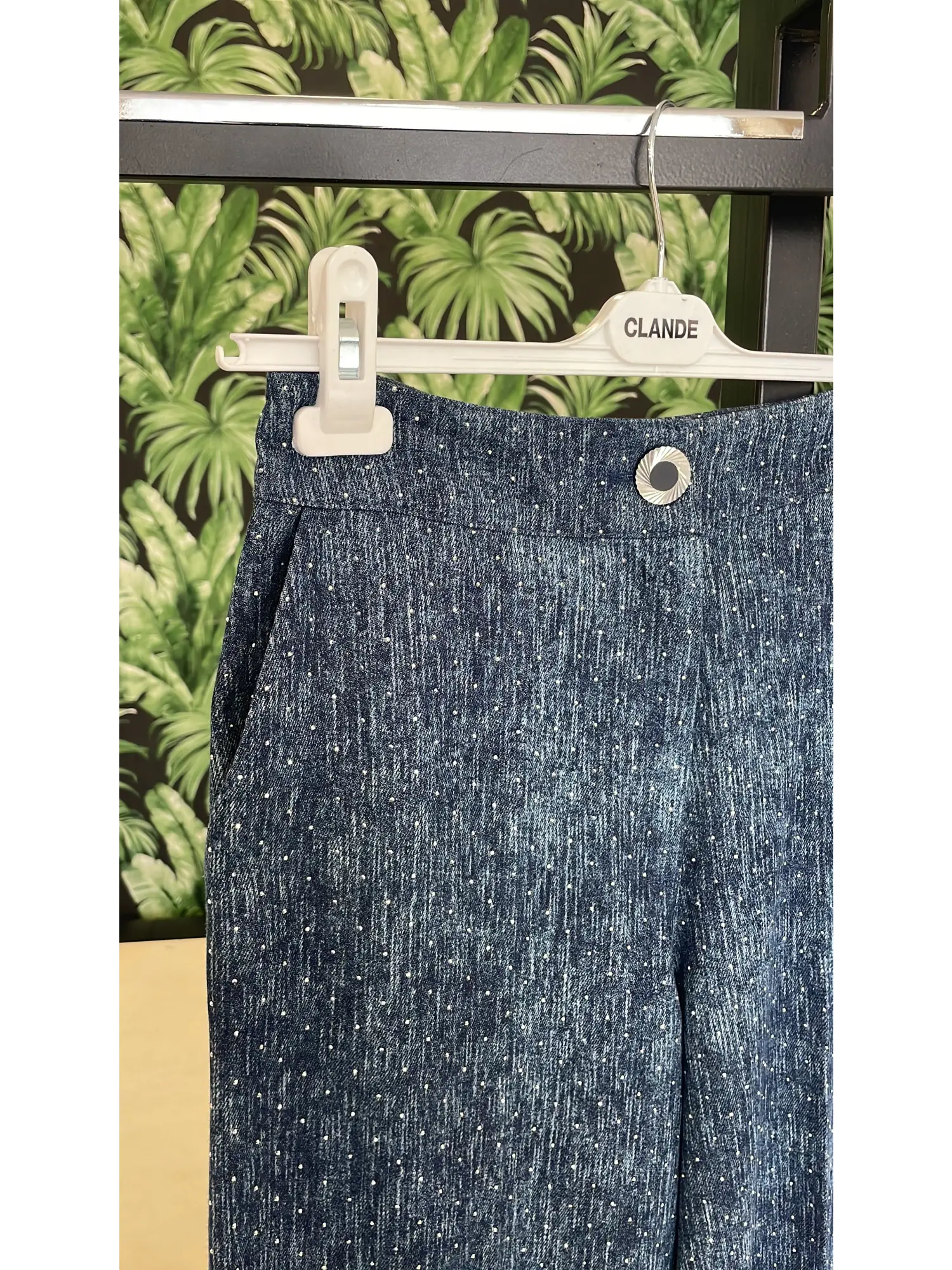 Clande Taş Detaylı Denim Pantolon
