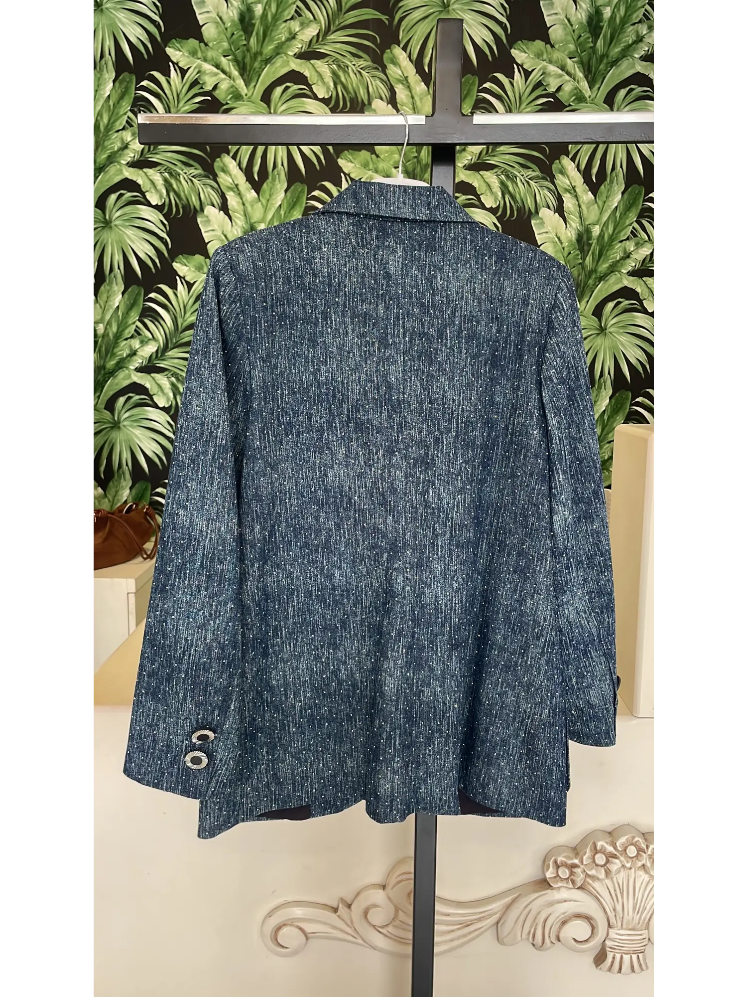 Clande Taş Detaylı Denim Ceket