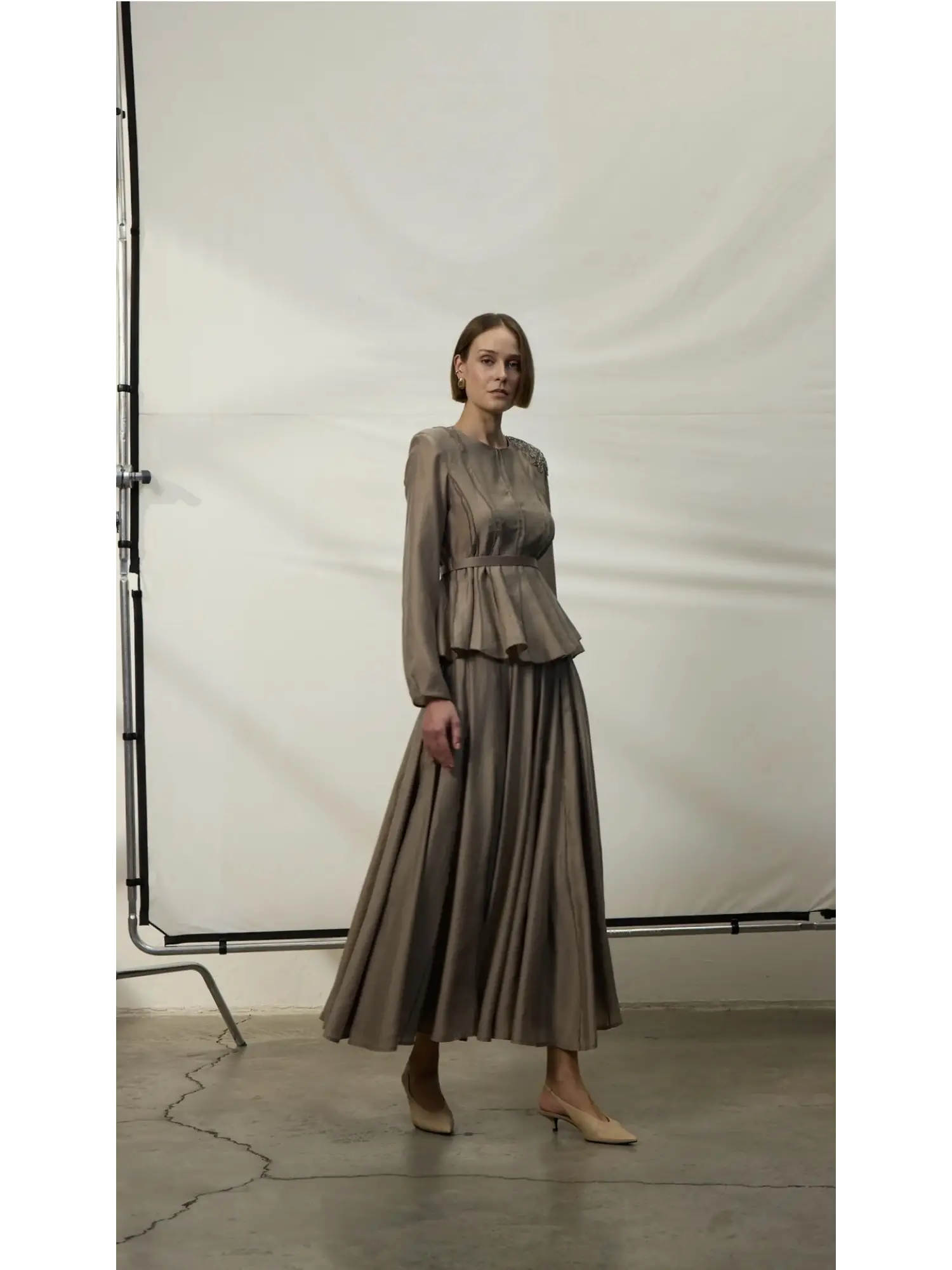 Qupra Boncuk İşlemeli Parçalı Bluz Etek Takım WAD12114