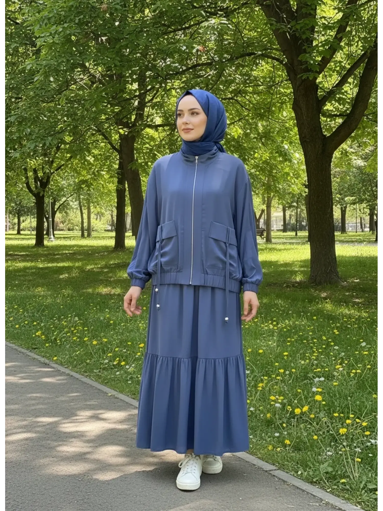 Clande Ceketli Modal 0 Kol Elbise Takım