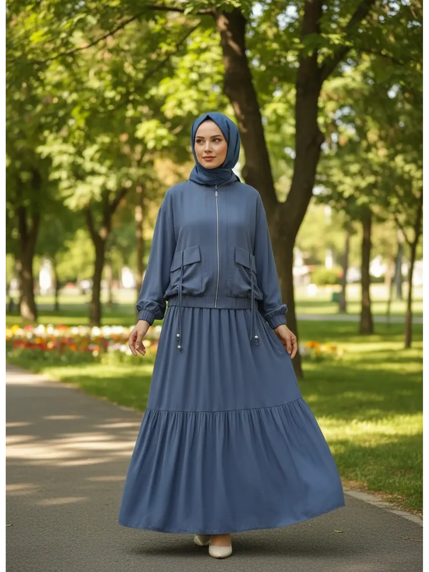 Clande Ceketli Modal 0 Kol Elbise Takım