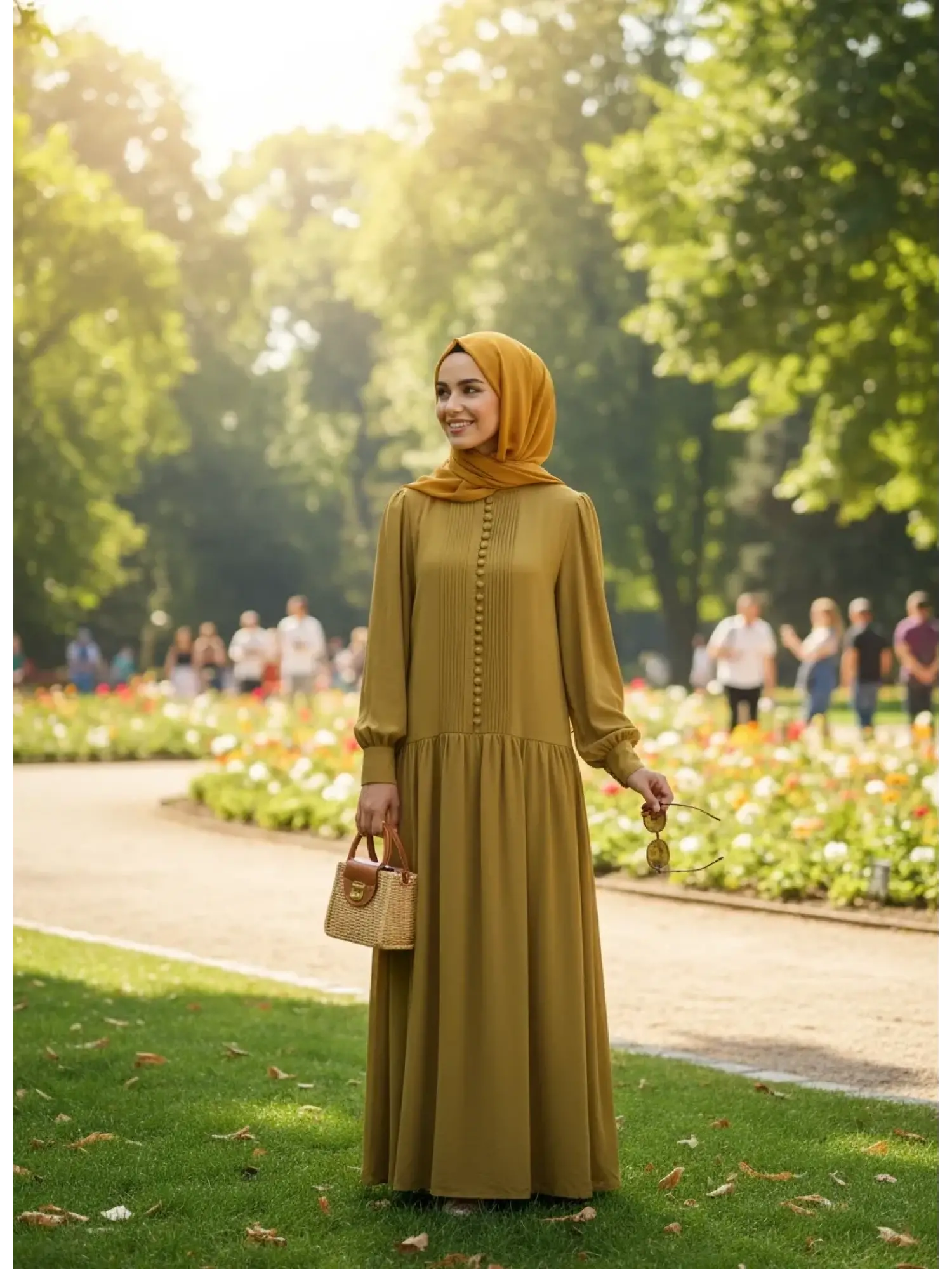 Clande Önü Drape ve Düğme Detaylı Cupra İpek Elbise