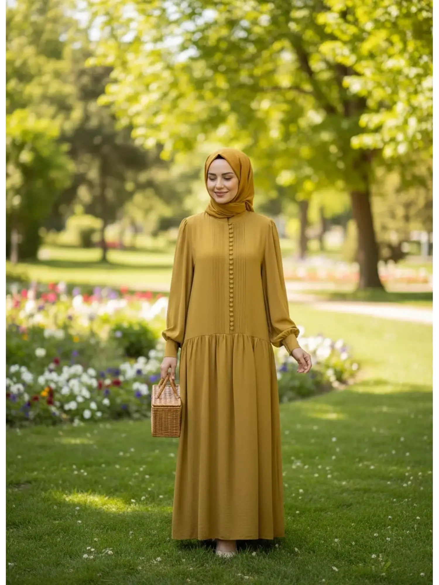 Clande Önü Drape ve Düğme Detaylı Cupra İpek Elbise