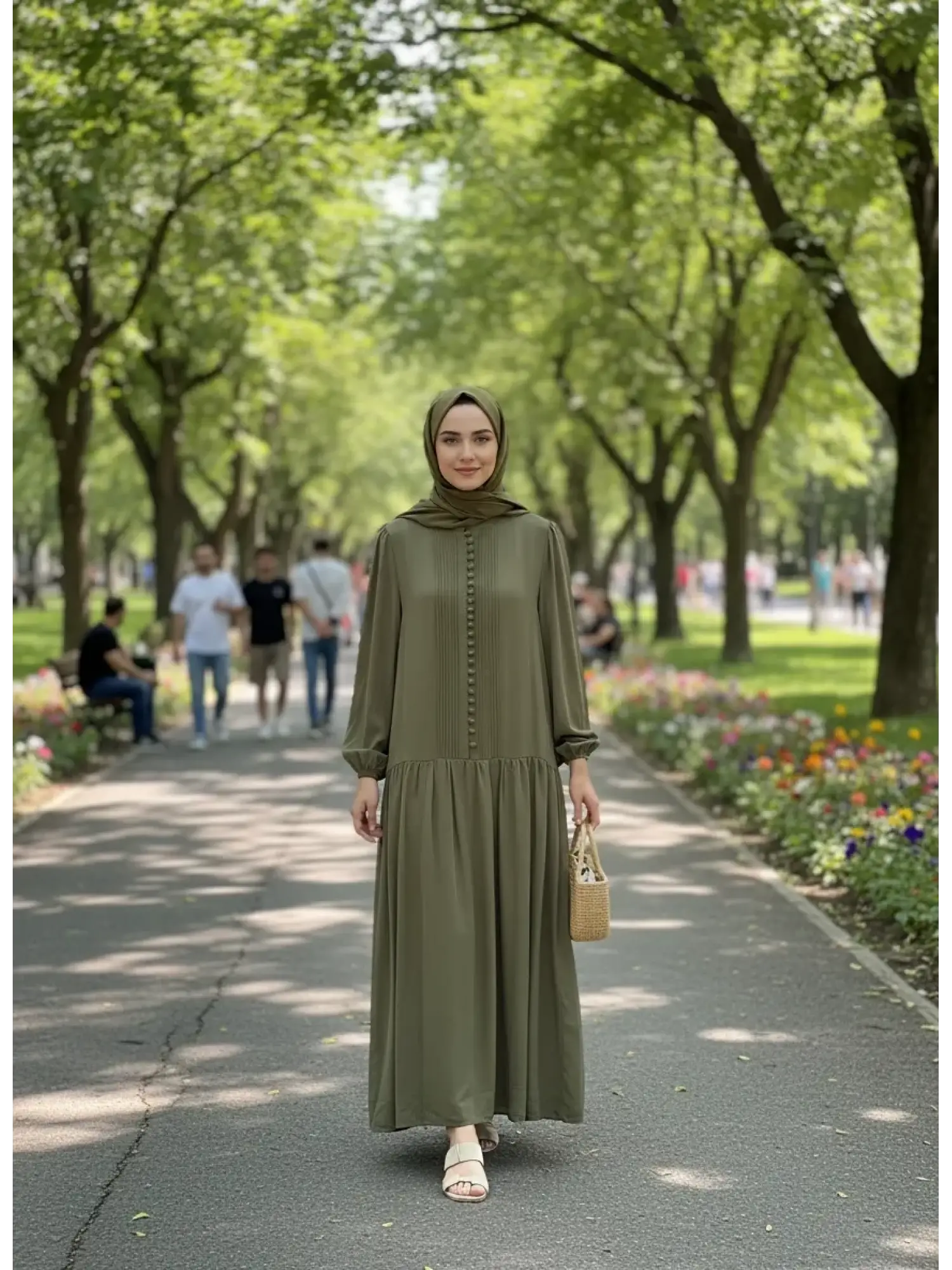 Clande Önü Drape ve Düğme Detaylı Cupra İpek Elbise