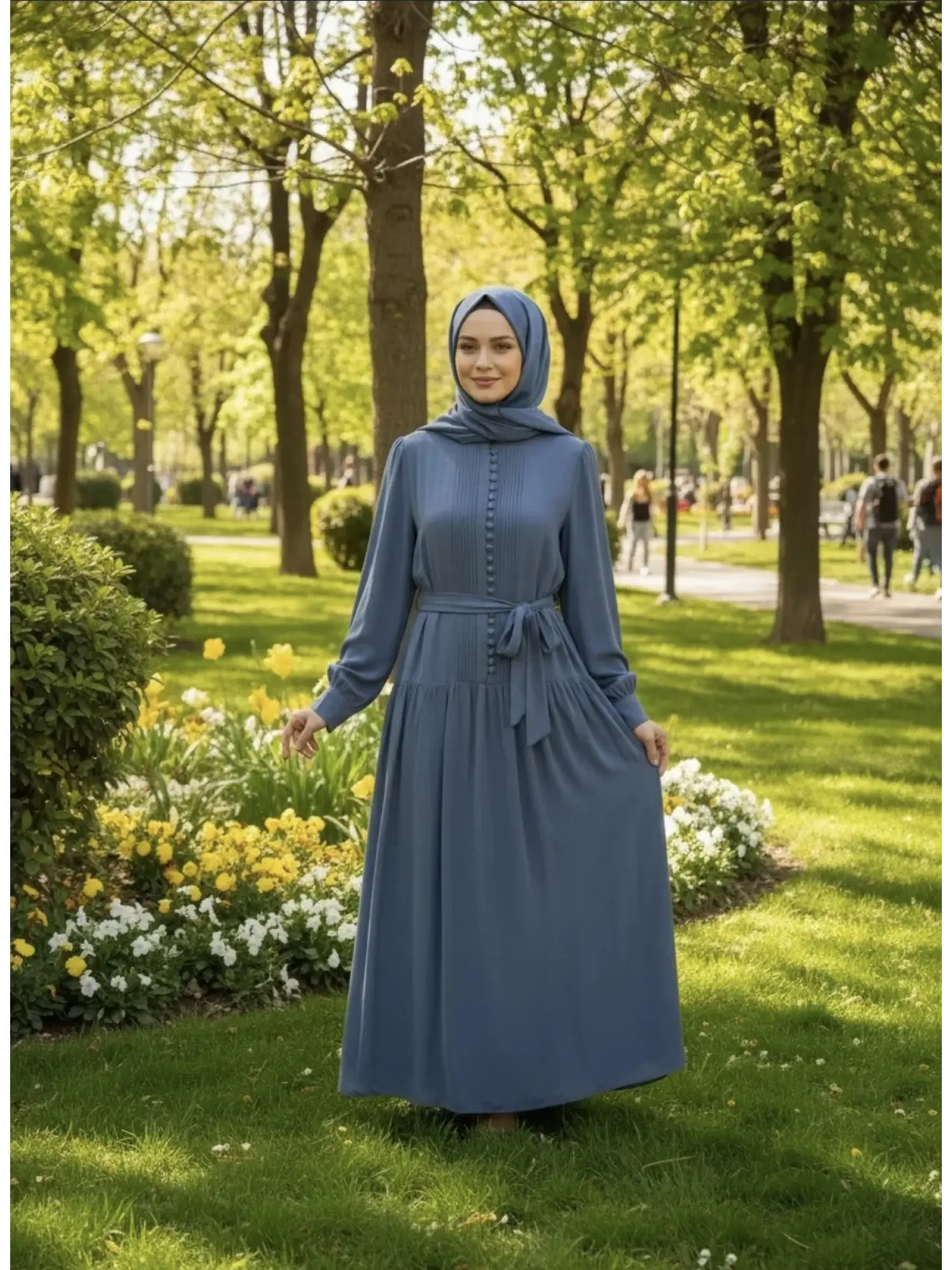 Clande Önü Drape ve Düğme Detaylı Cupra İpek Elbise