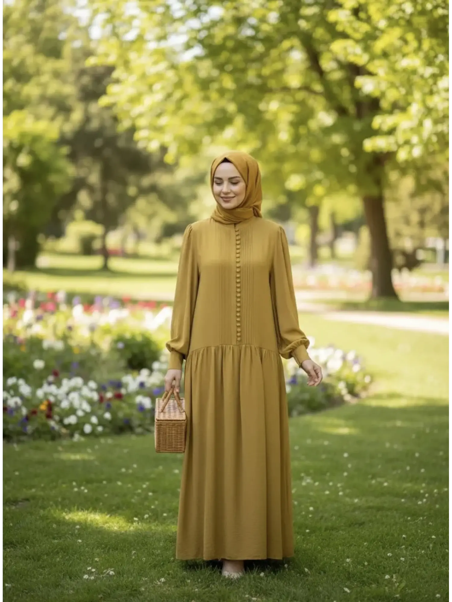 Clande Önü Drape ve Düğme Detaylı Cupra İpek Elbise