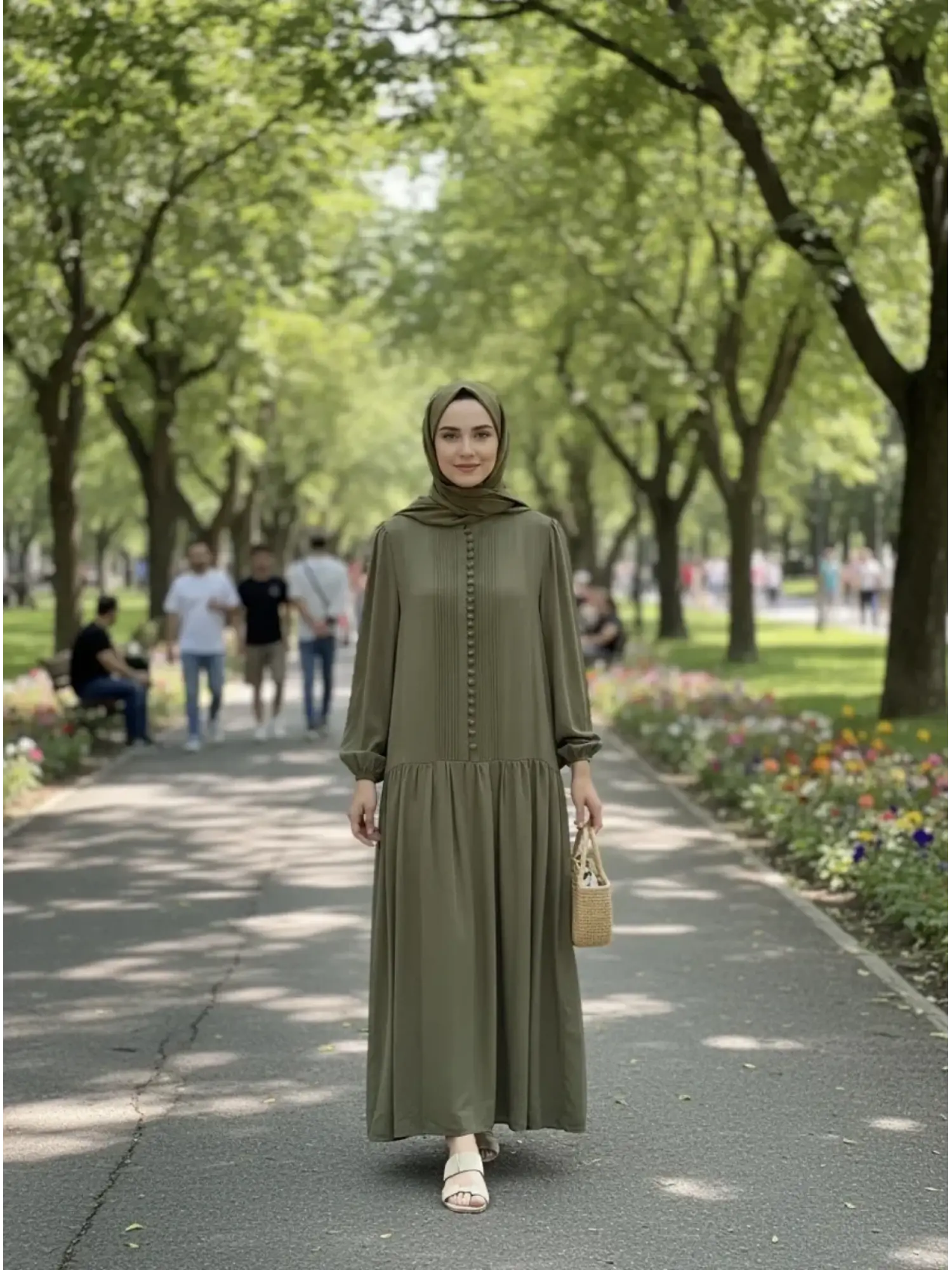 Clande Önü Drape ve Düğme Detaylı Cupra İpek Elbise