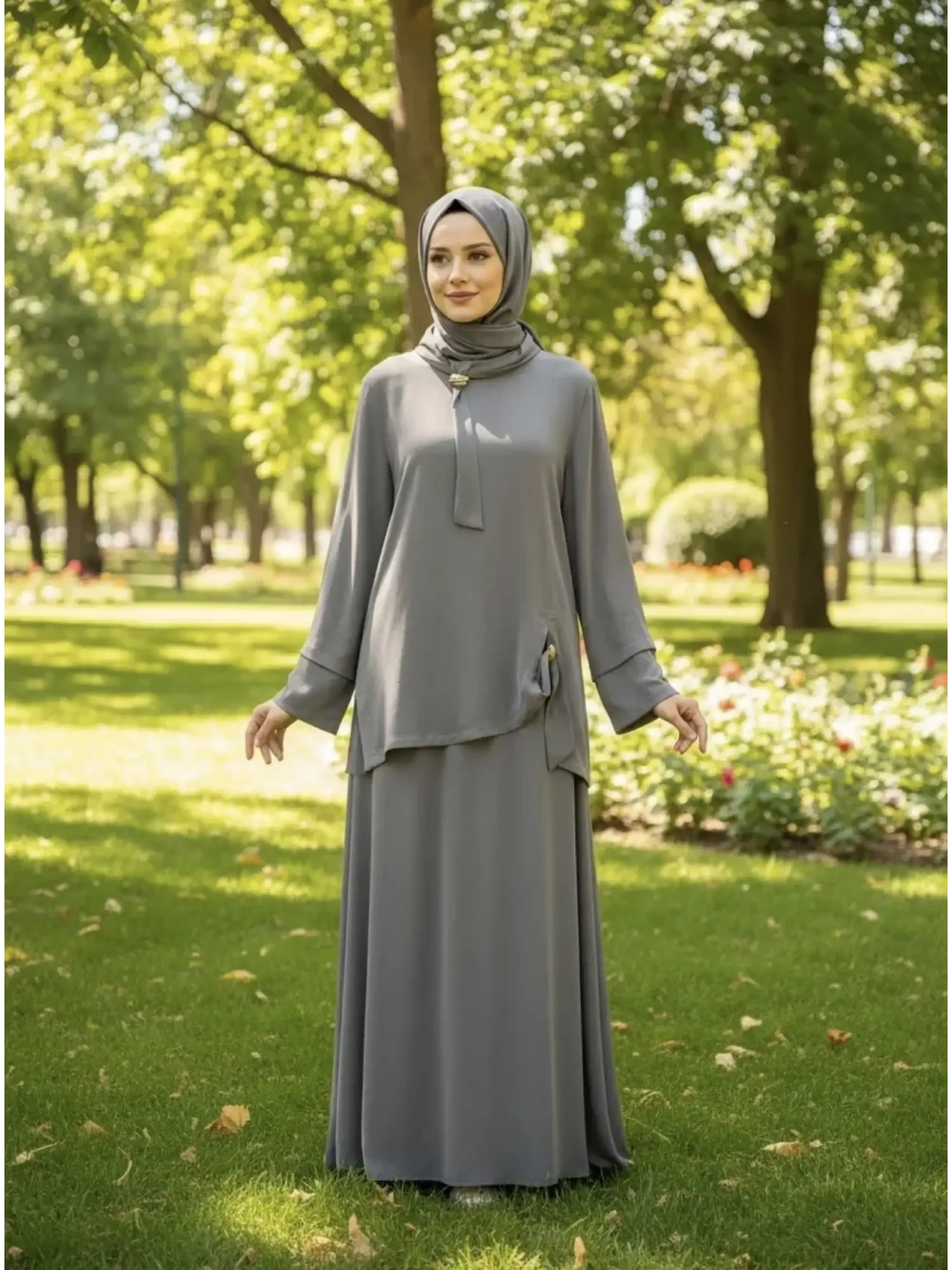 Clande Cupra İpek Bluz Etek Takım