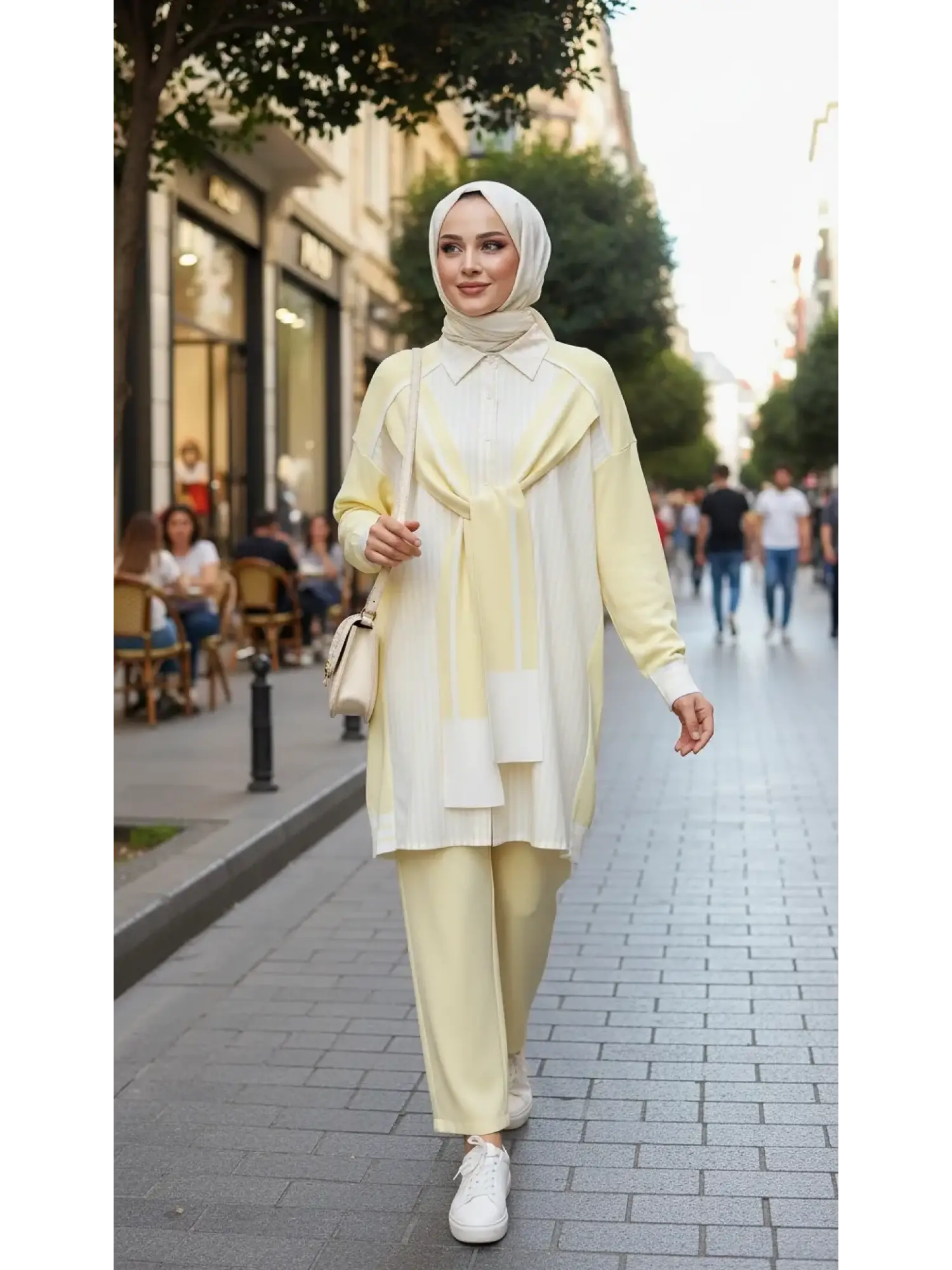 Tığ Triko Önden Bağlamalı Triko Detaylı Gömlek GML22125