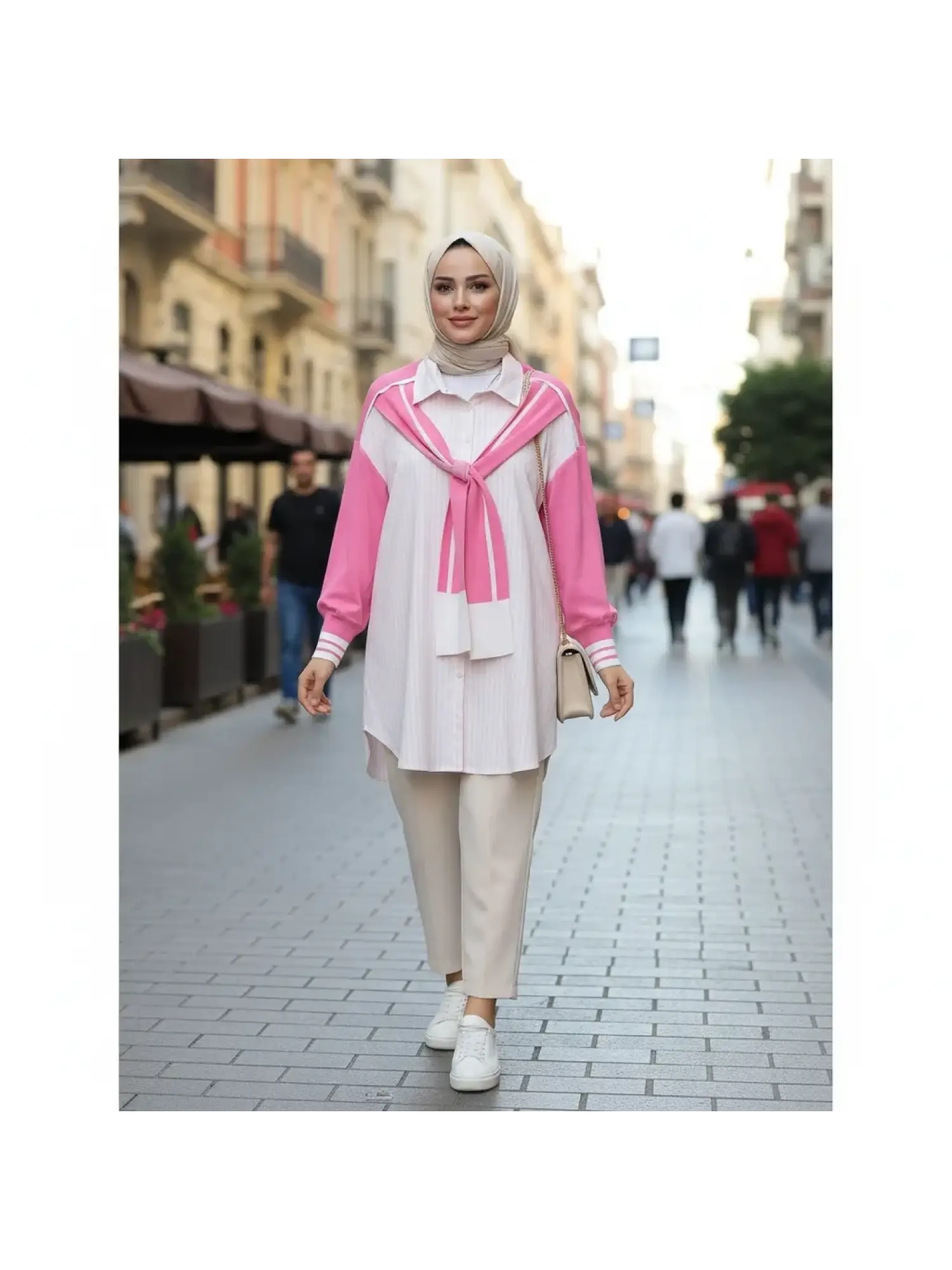 Tığ Triko Önden Bağlamalı Triko Detaylı Gömlek GML22125