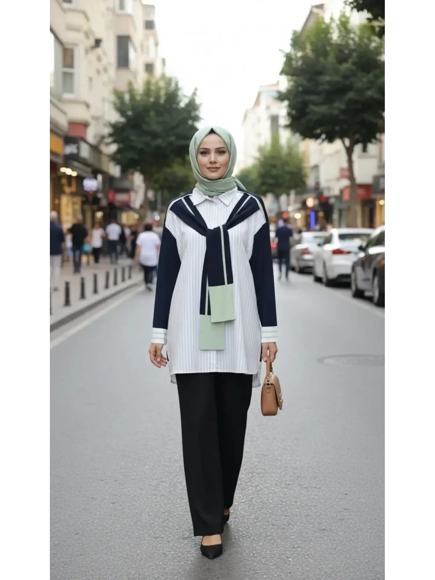 Tığ Triko Önden Bağlamalı Triko Detaylı Gömlek GML22125