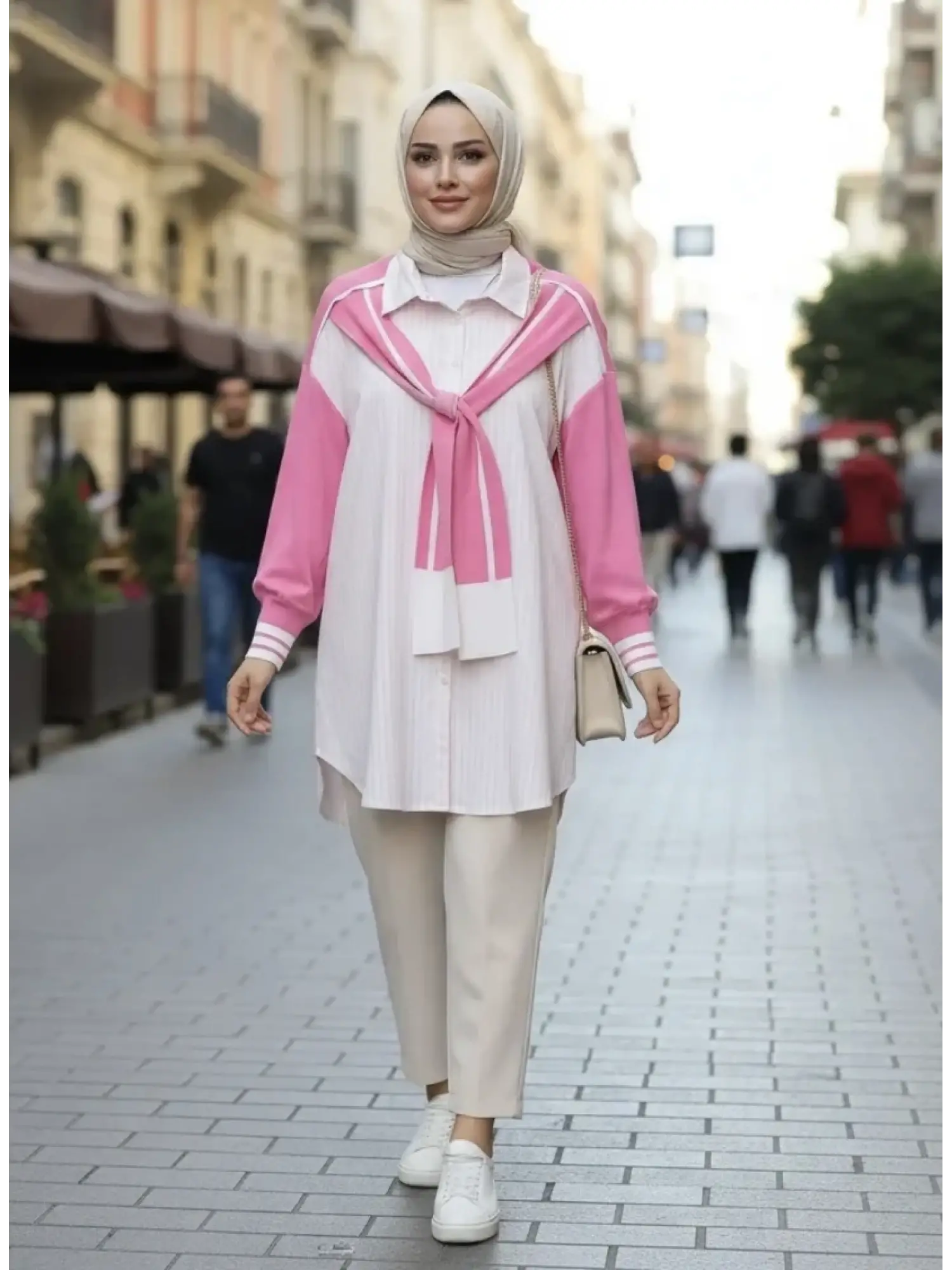 Tığ Triko Önden Bağlamalı Triko Detaylı Gömlek GML22125