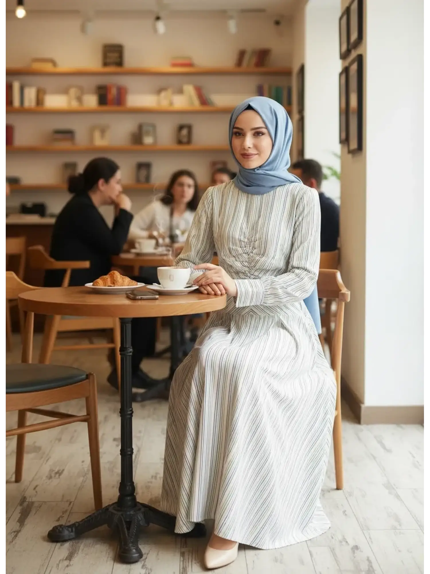 Vuu Çizgili Poplin Elbise