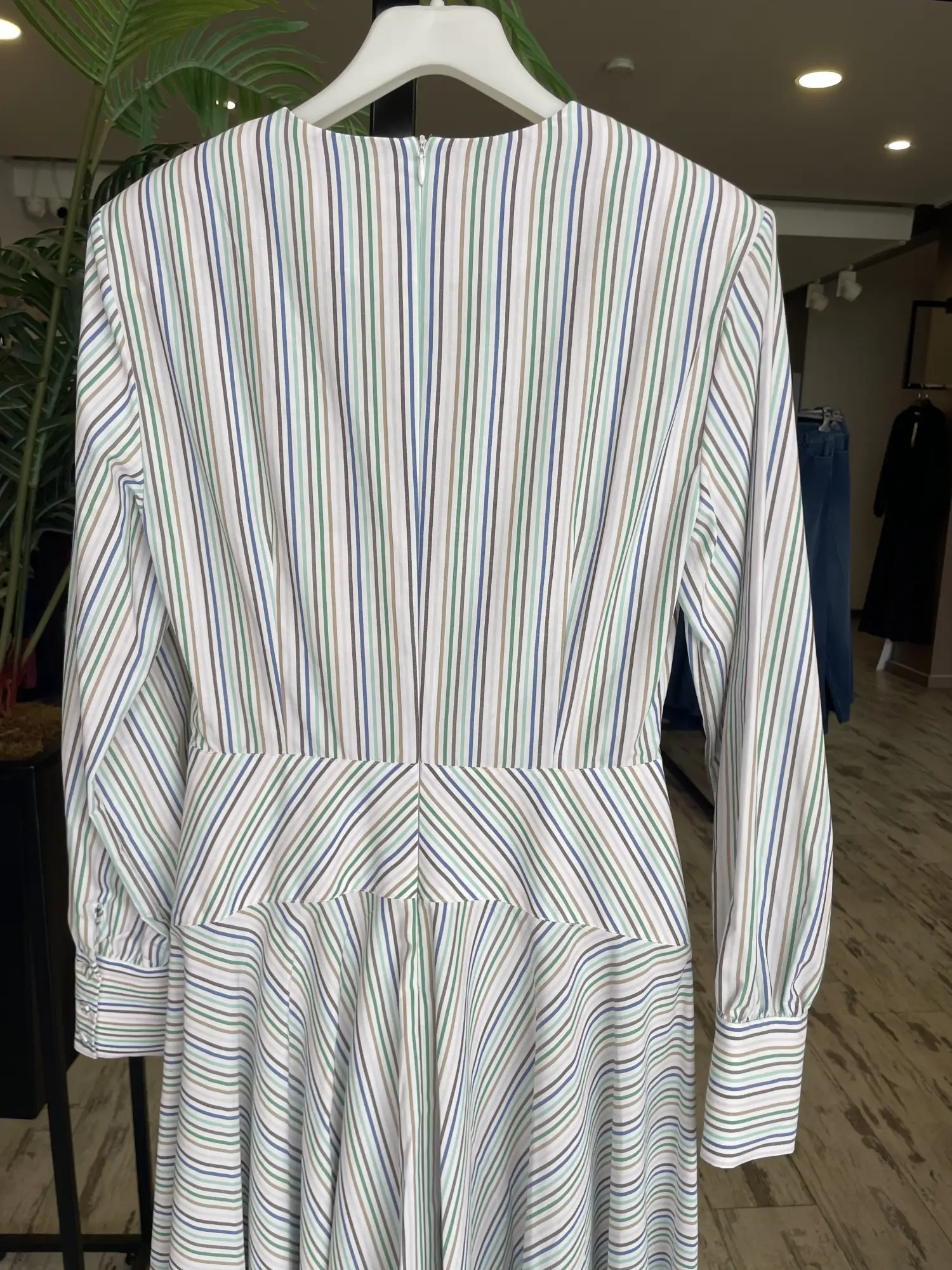 Vuu Çizgili Poplin Elbise