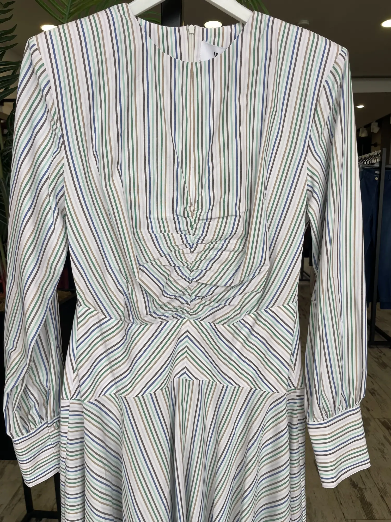 Vuu Çizgili Poplin Elbise