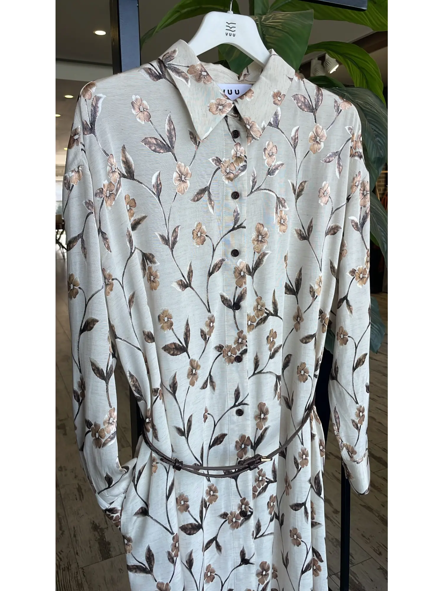 Vuu Jakarlı Çiçek Desenli Kemerli Elbise