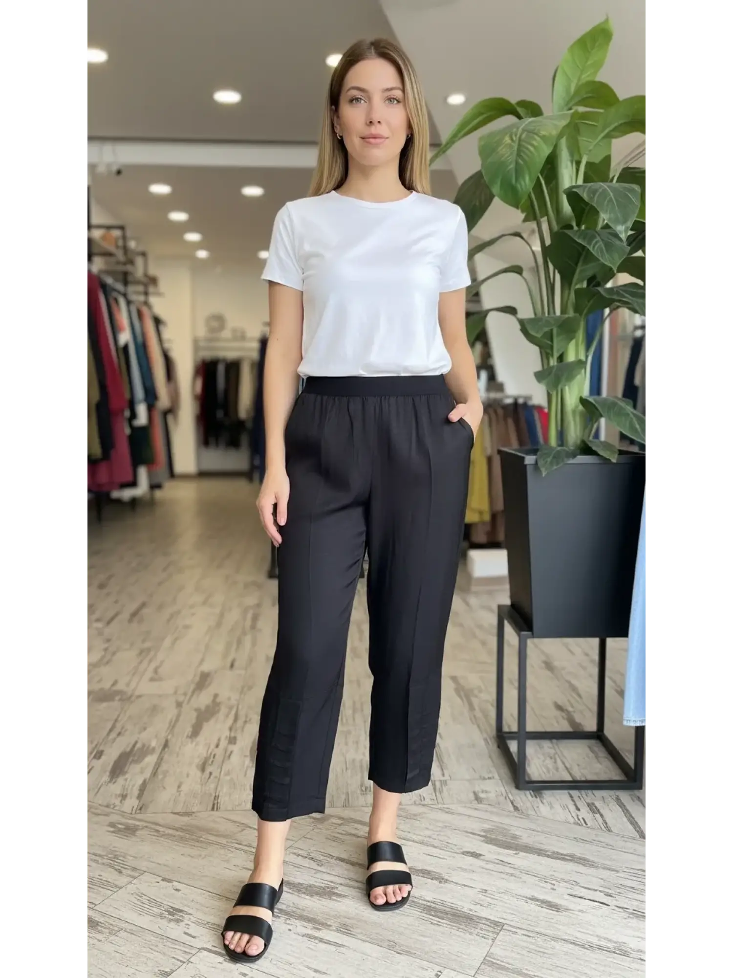 Misswhence Paça Detaylı Chanel Keten Pantolon 39121