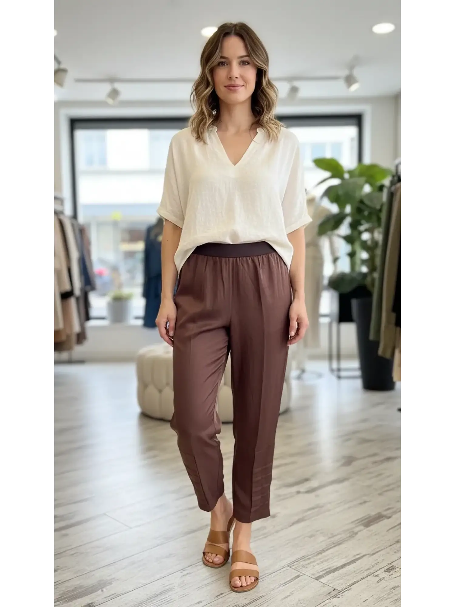 Misswhence Paça Detaylı Chanel Keten Pantolon 39121