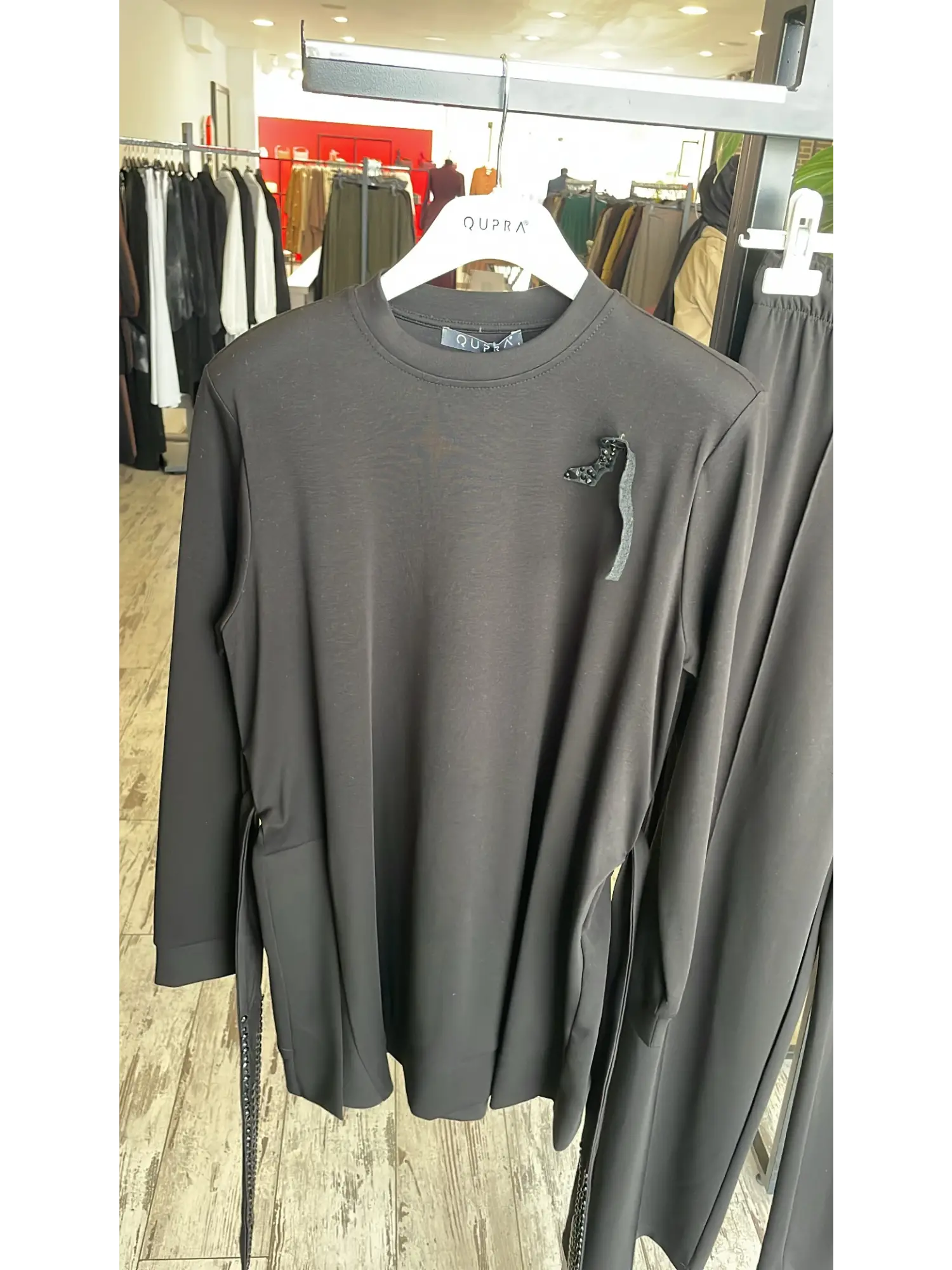 Qupra Kuşağı Boncuk Detaylı Modal Tunik Pantolon Takım WAD12126