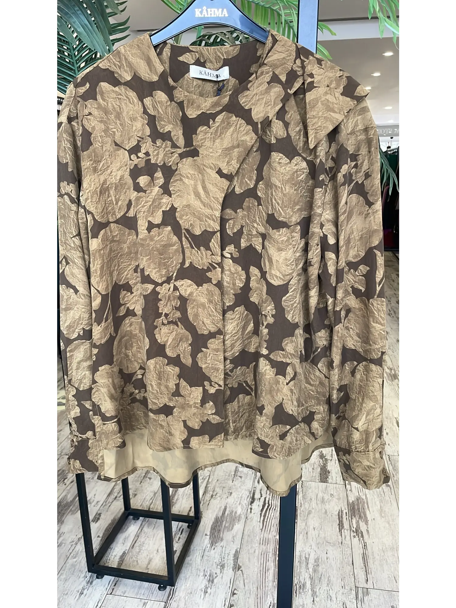 Kahma Floral Desenli Tencel Gömlek Etek Takım