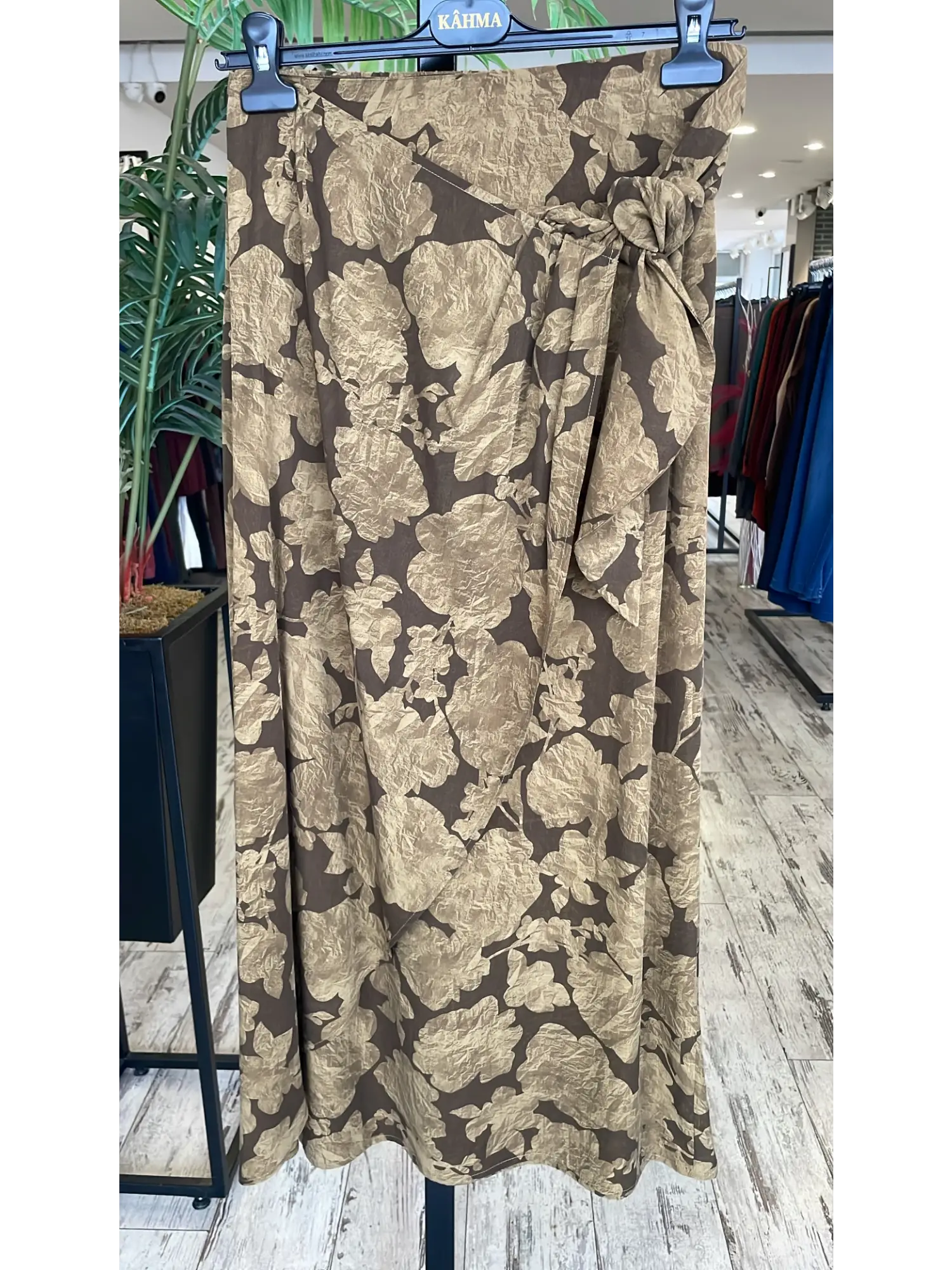 Kahma Floral Desenli Tencel Gömlek Etek Takım