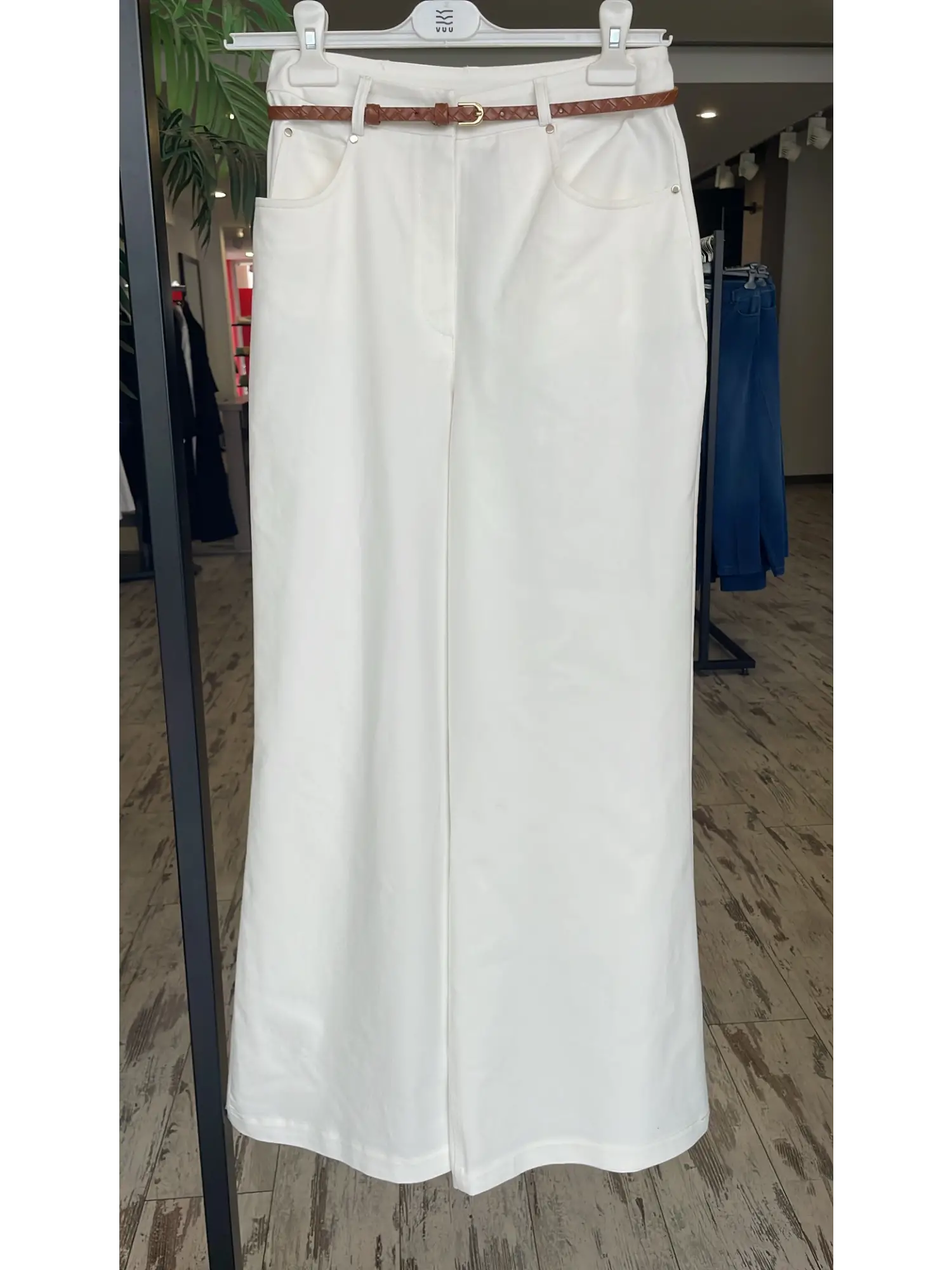 Vuu Gold Düğme Aksesuarlı Denim Ceket Kemerli Pantolon Takım