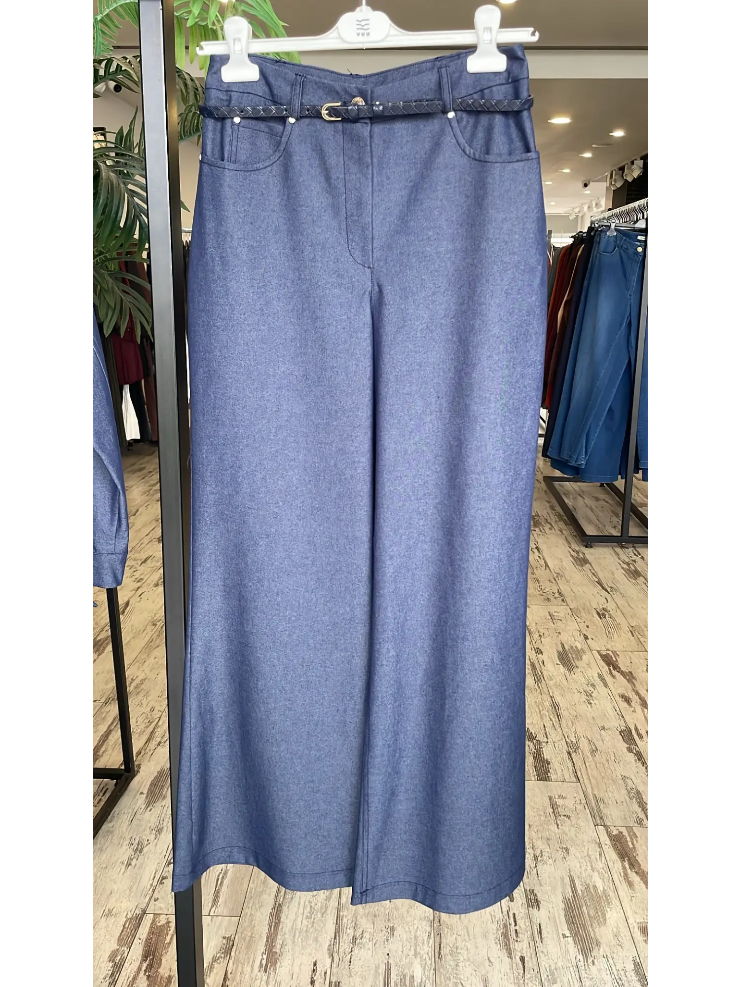 Vuu Gold Düğme Aksesuarlı Denim Ceket Kemerli Pantolon Takım