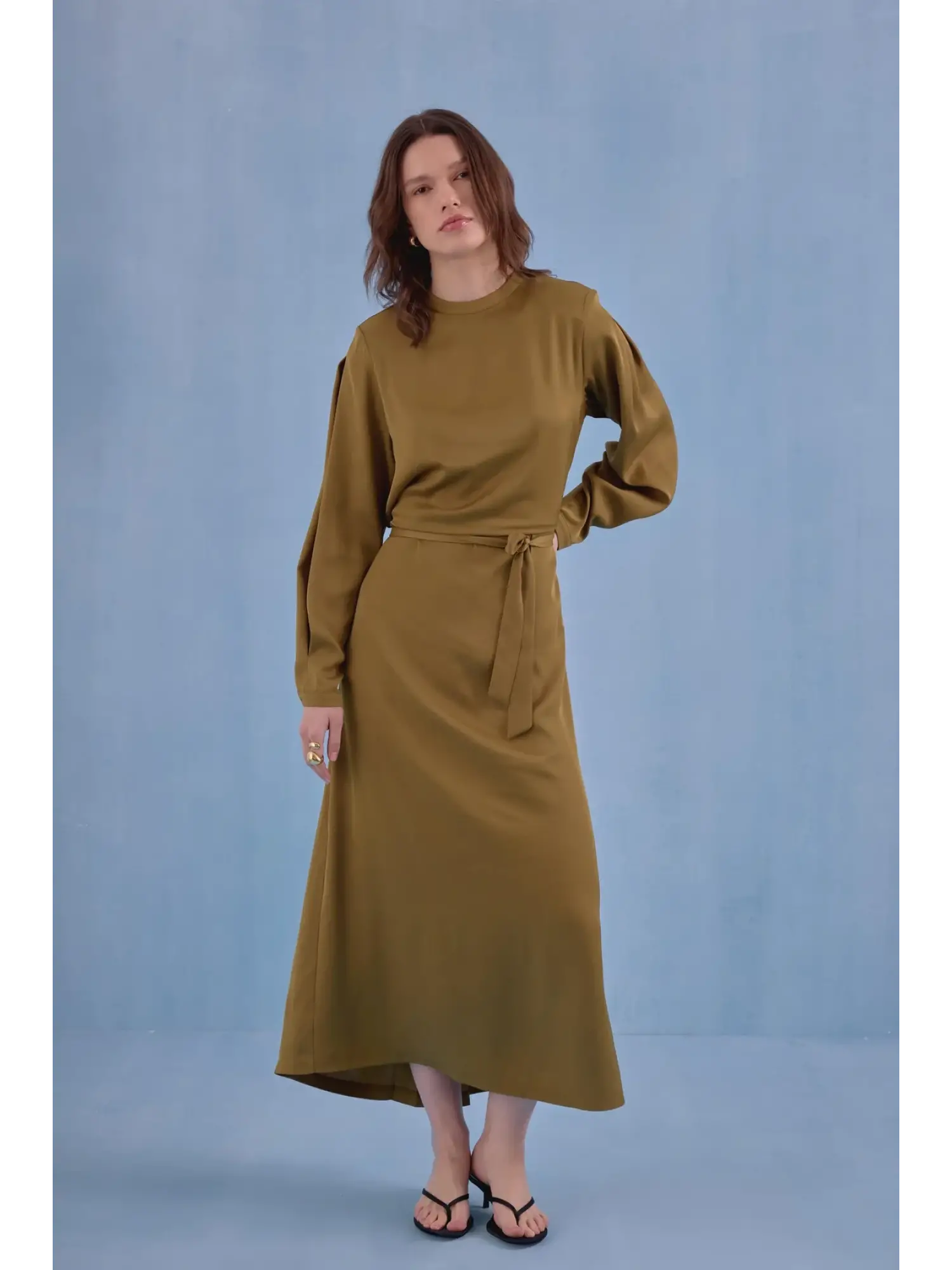 QooQ Store Beli Kuşaklı Şık Elbise 26SS404