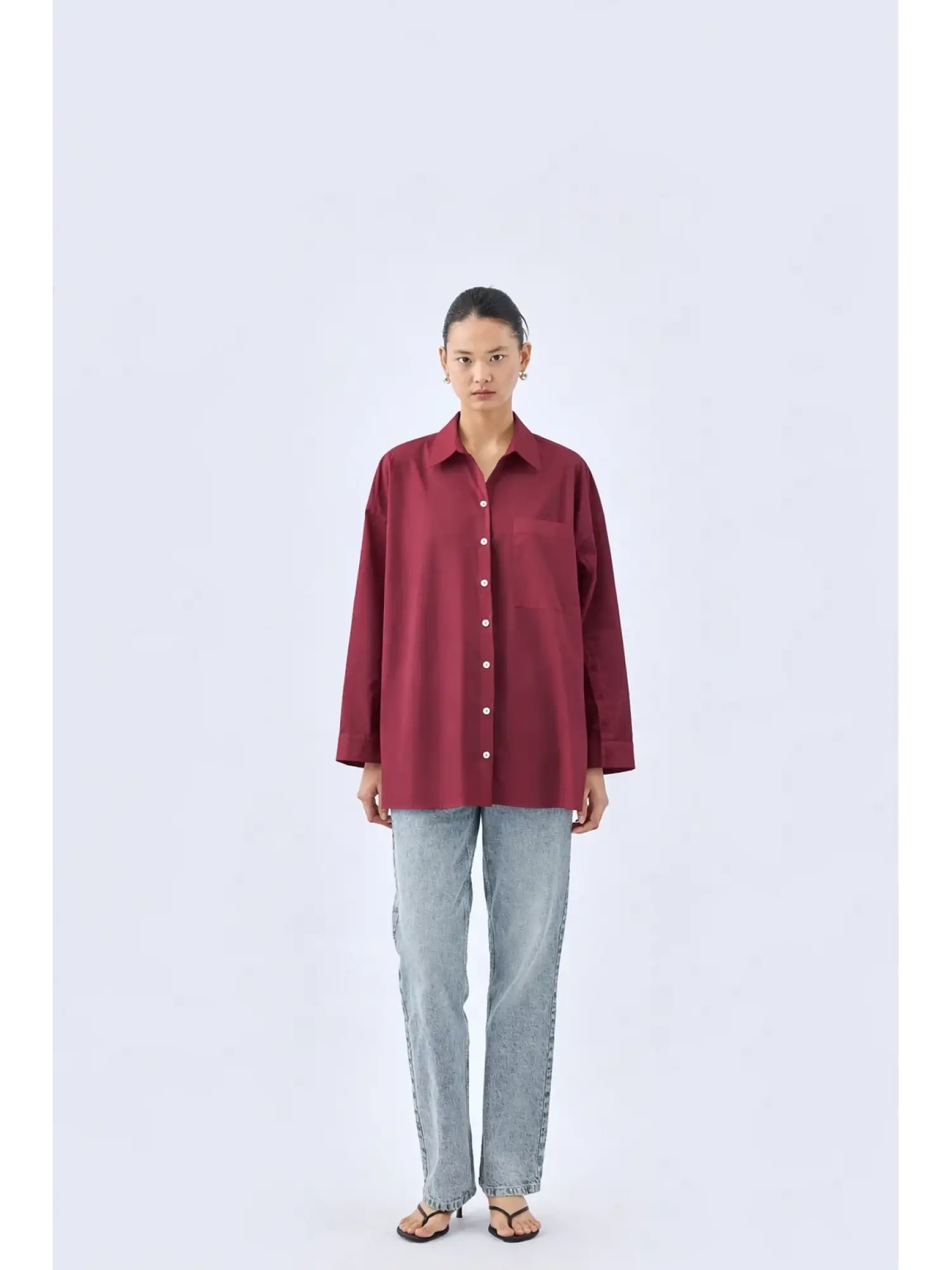 QooQ Store Kol Düğme Detaylı Cepli Holly Poplin Gömlek 26SS217