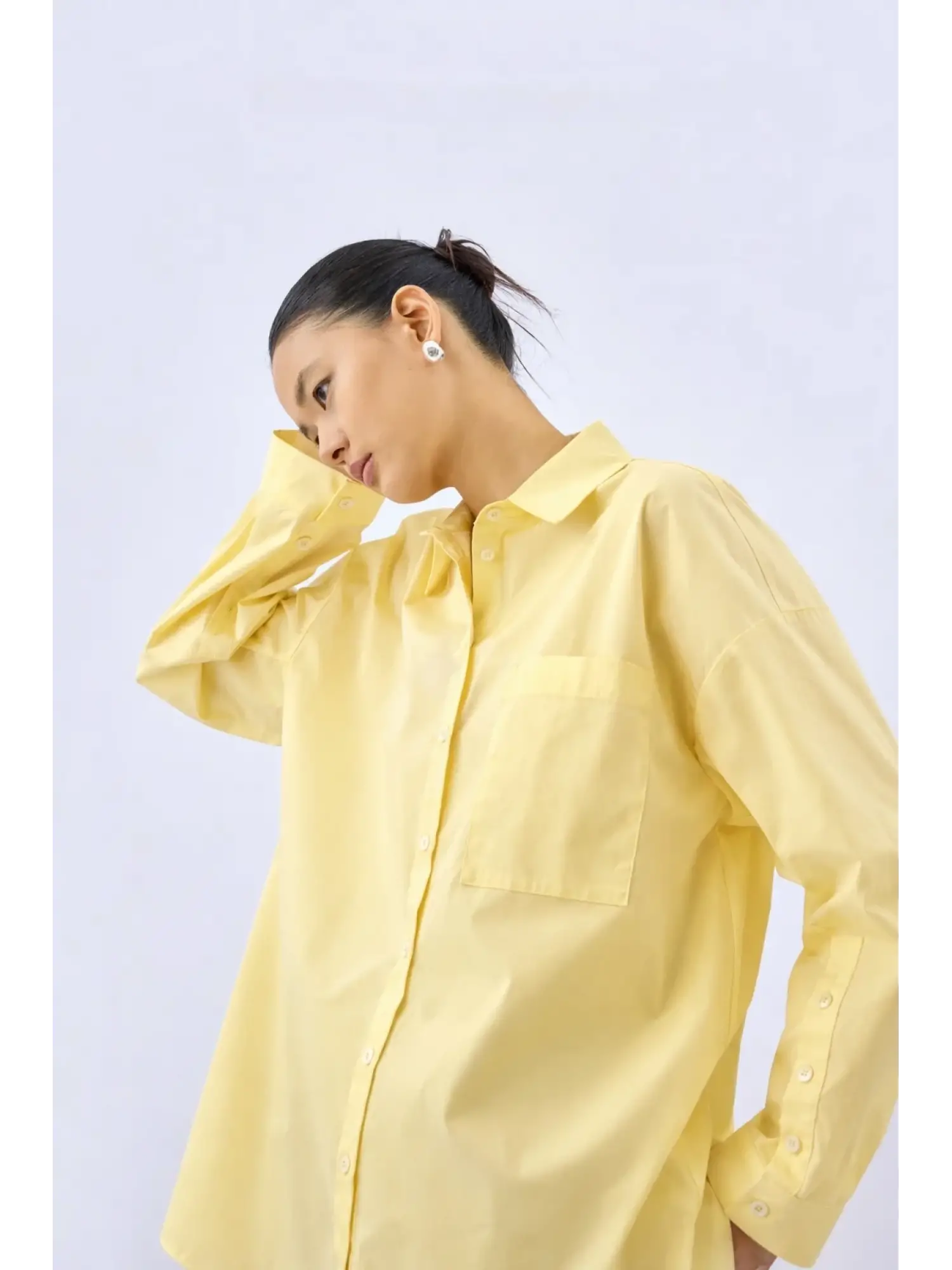 QooQ Store Kol Düğme Detaylı Cepli Holly Poplin Gömlek 26SS217