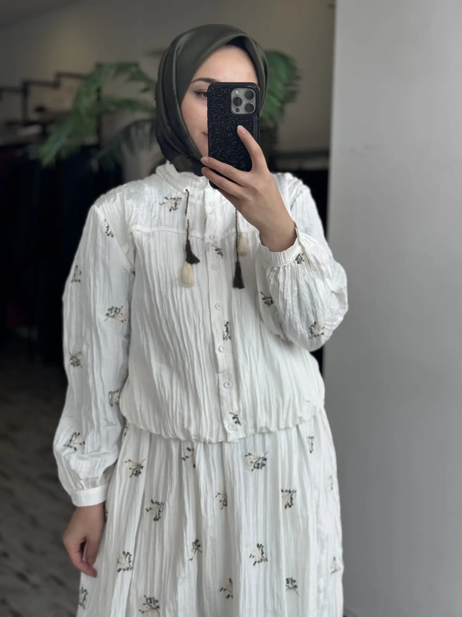 Clande Nakış İşlemeli Kraş Bomber Ceket Etek Takım