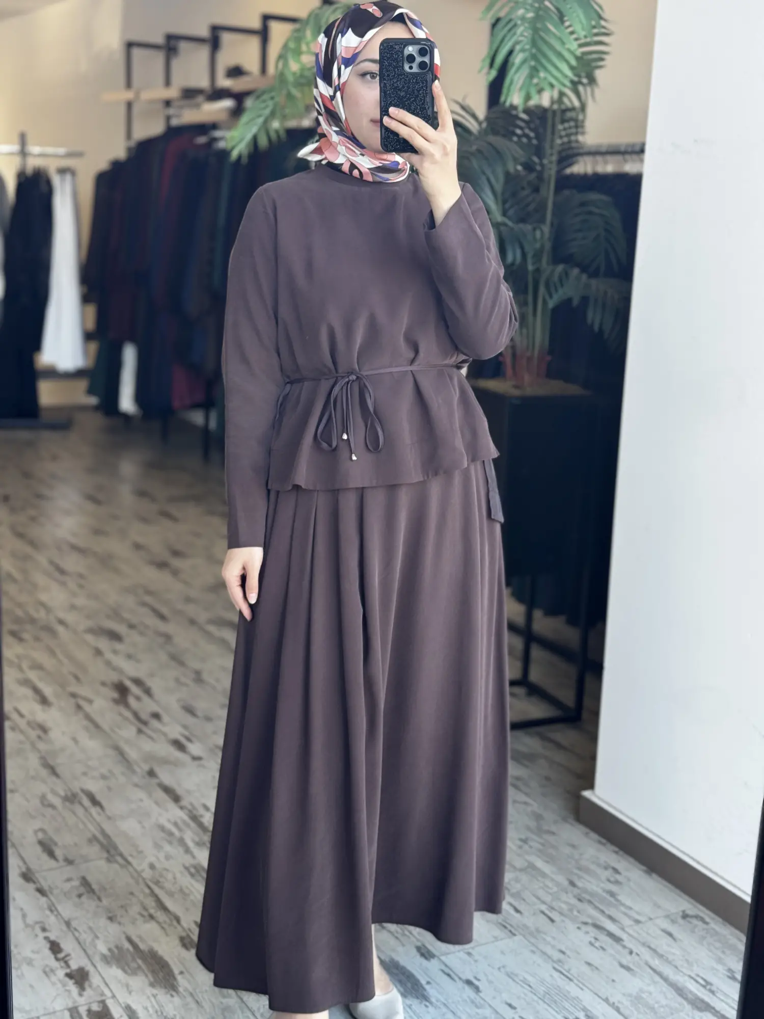 Almarwah Arkası Saten Detaylı Eteği Korsaj Detaylı Bluz Etek Takım 202963