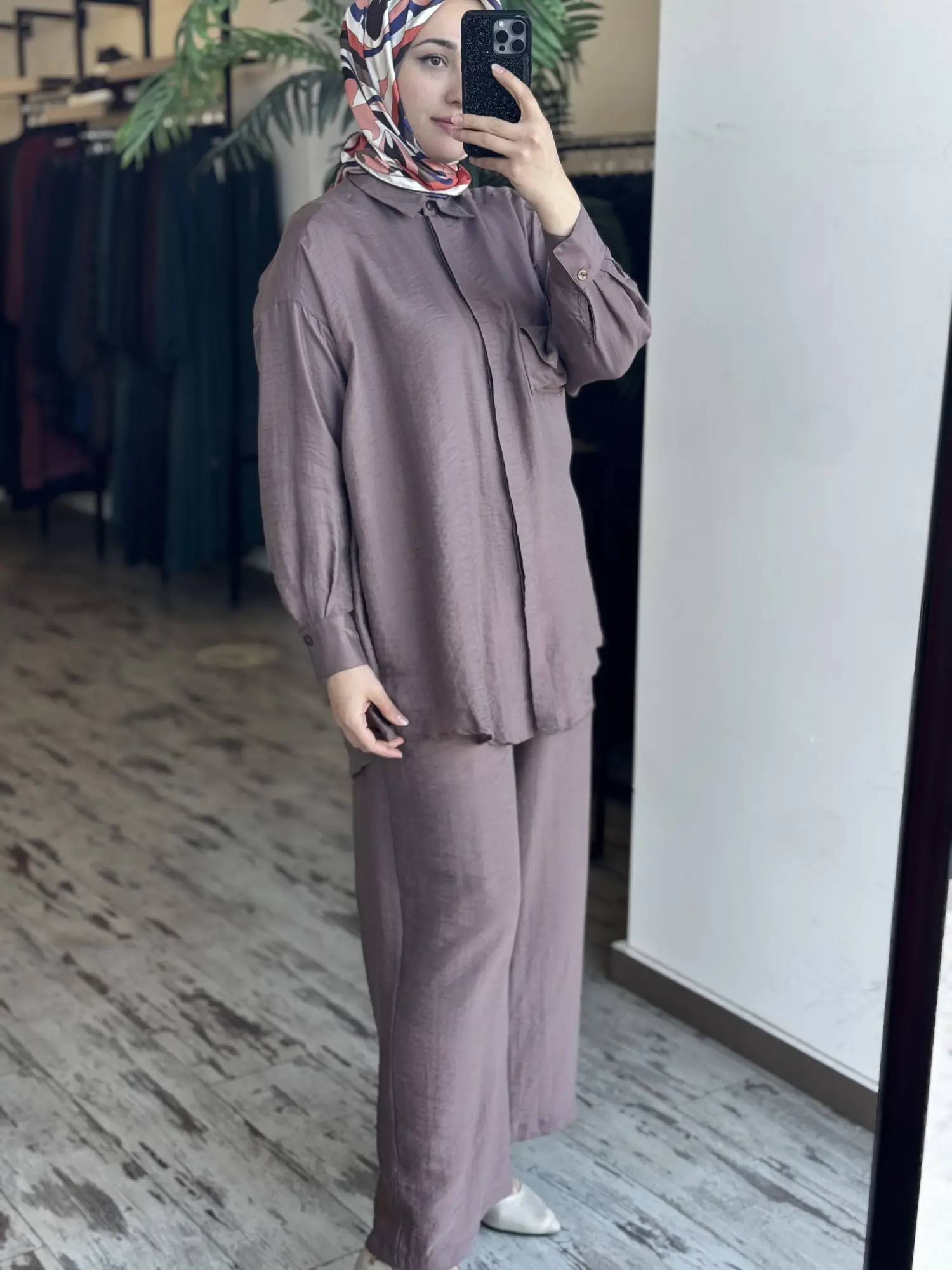Almarwah Cep Detaylı Tencel Gömlek Pantolon Takım 202978