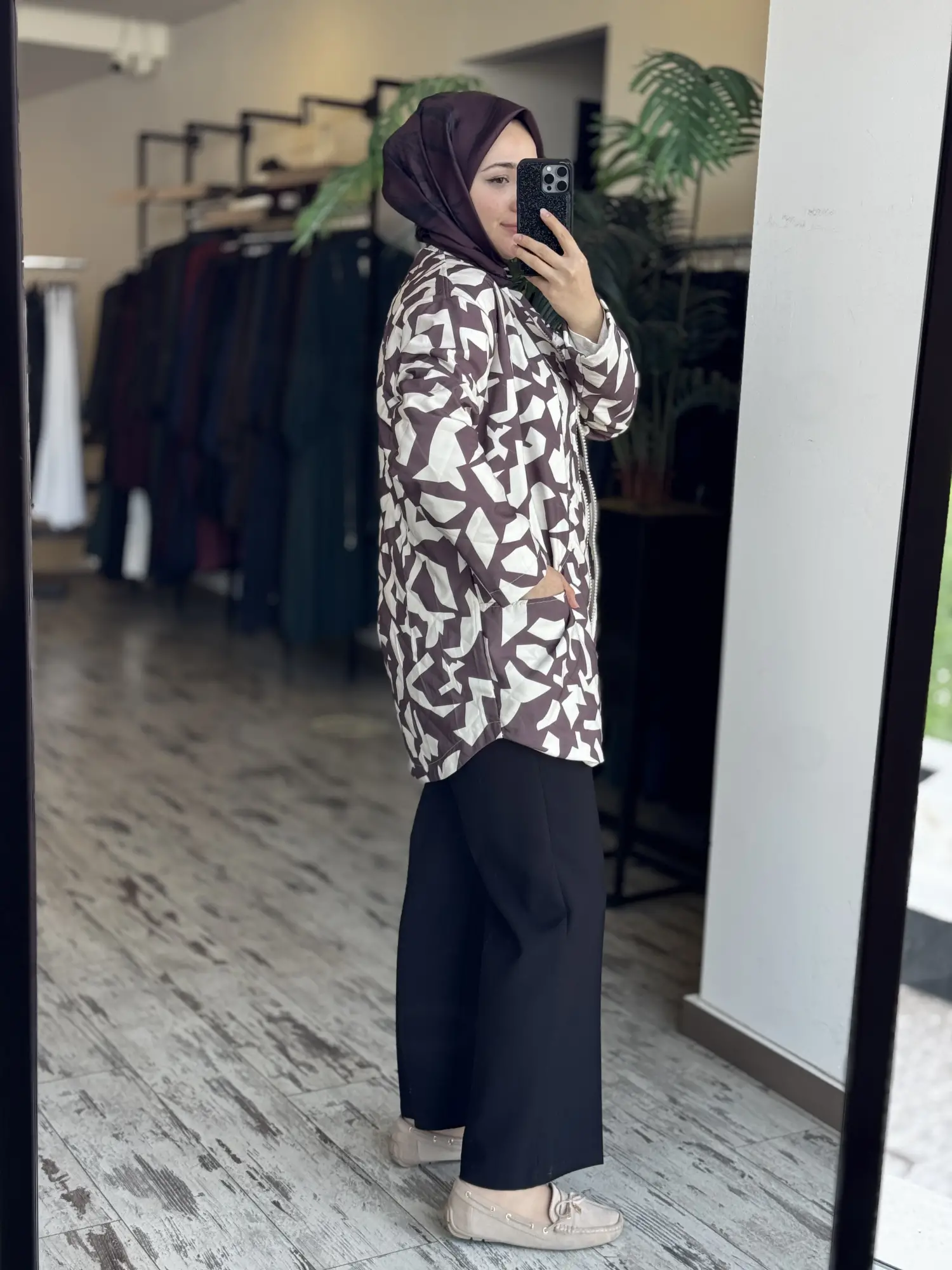 Almarwah Desenli Körük Cepli Kapitone Ceket/ Kap 405016