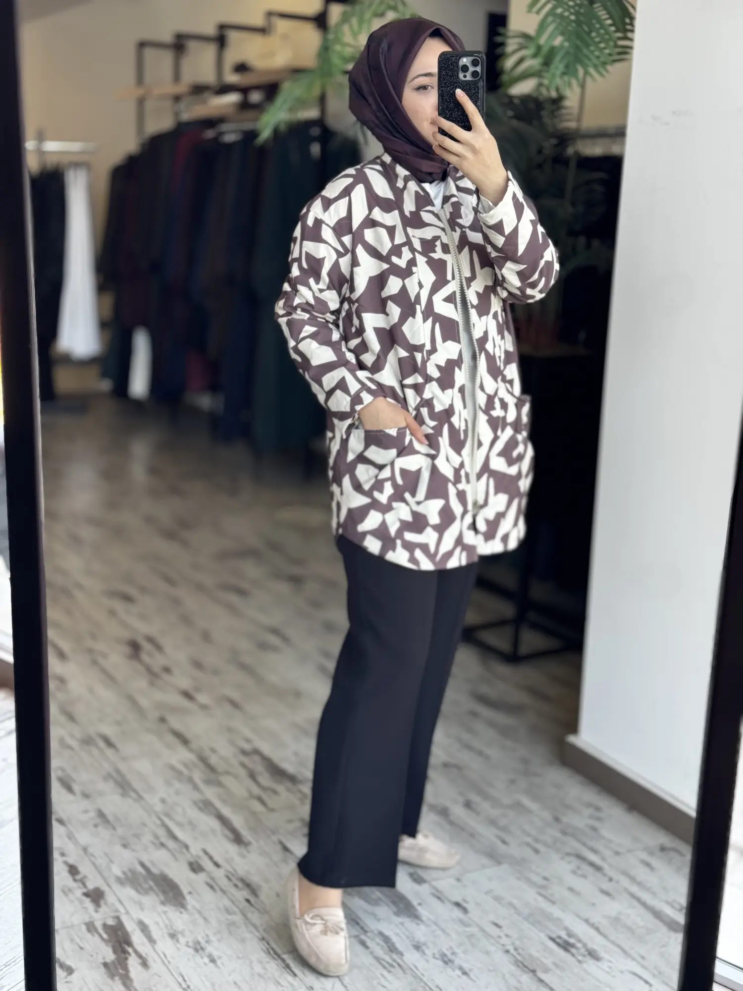 Almarwah Desenli Körük Cepli Kapitone Ceket/ Kap 405016