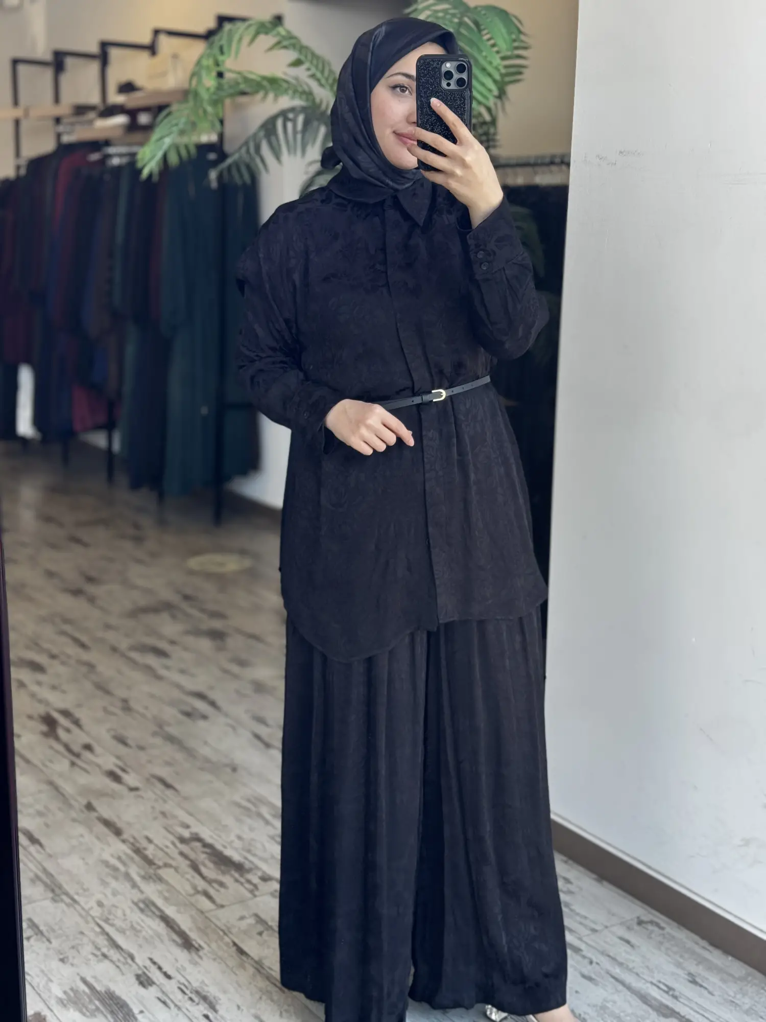 Vuu Jakarlı Siyah Gömlek Pantolon Takım