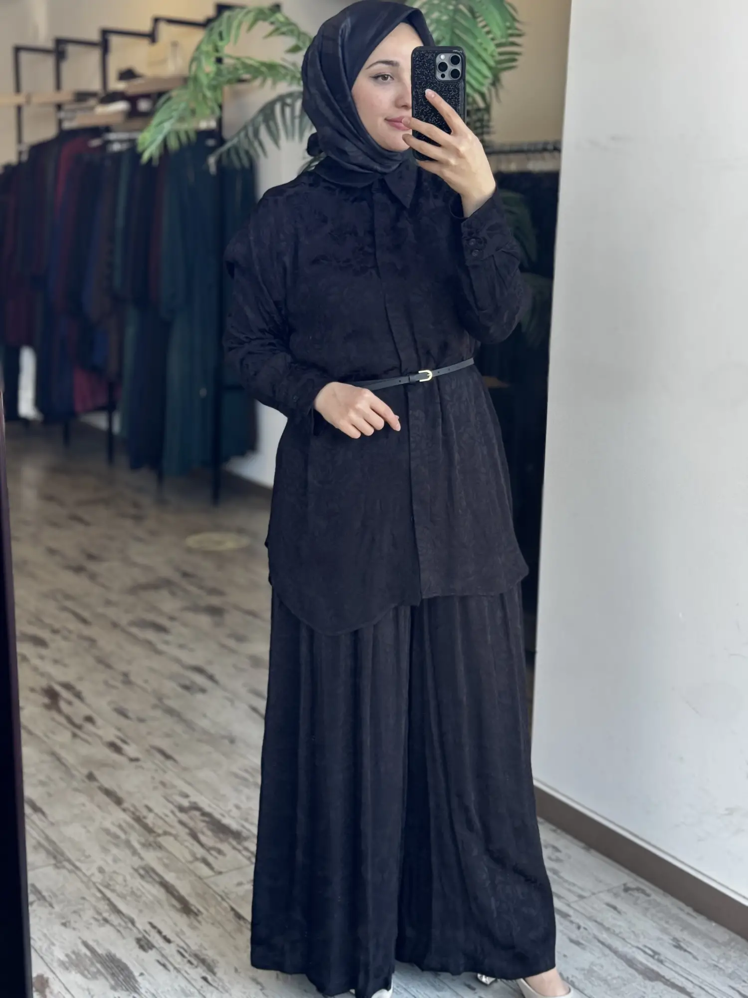 Vuu Jakarlı Siyah Gömlek Pantolon Takım