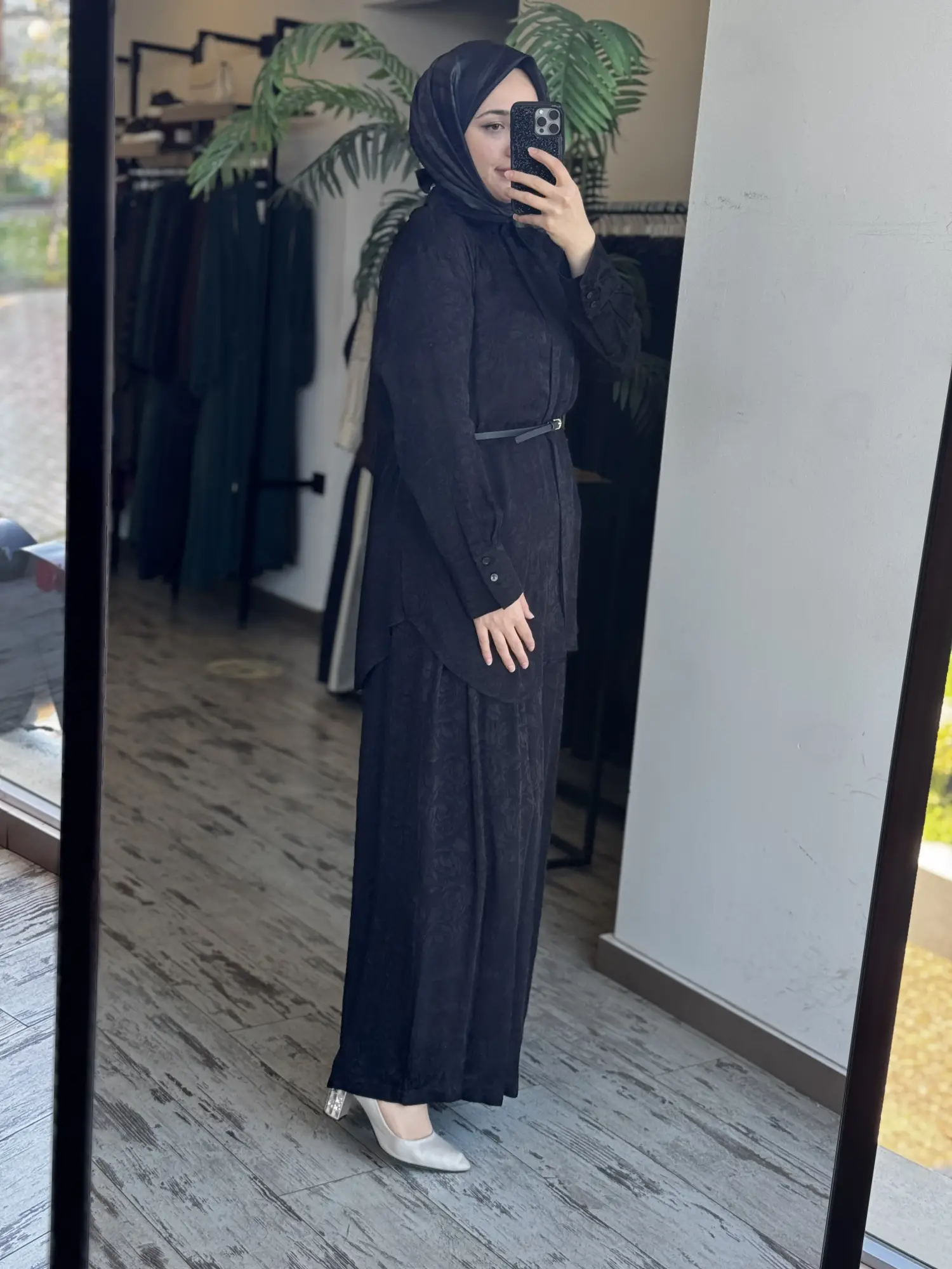 Vuu Jakarlı Siyah Gömlek Pantolon Takım