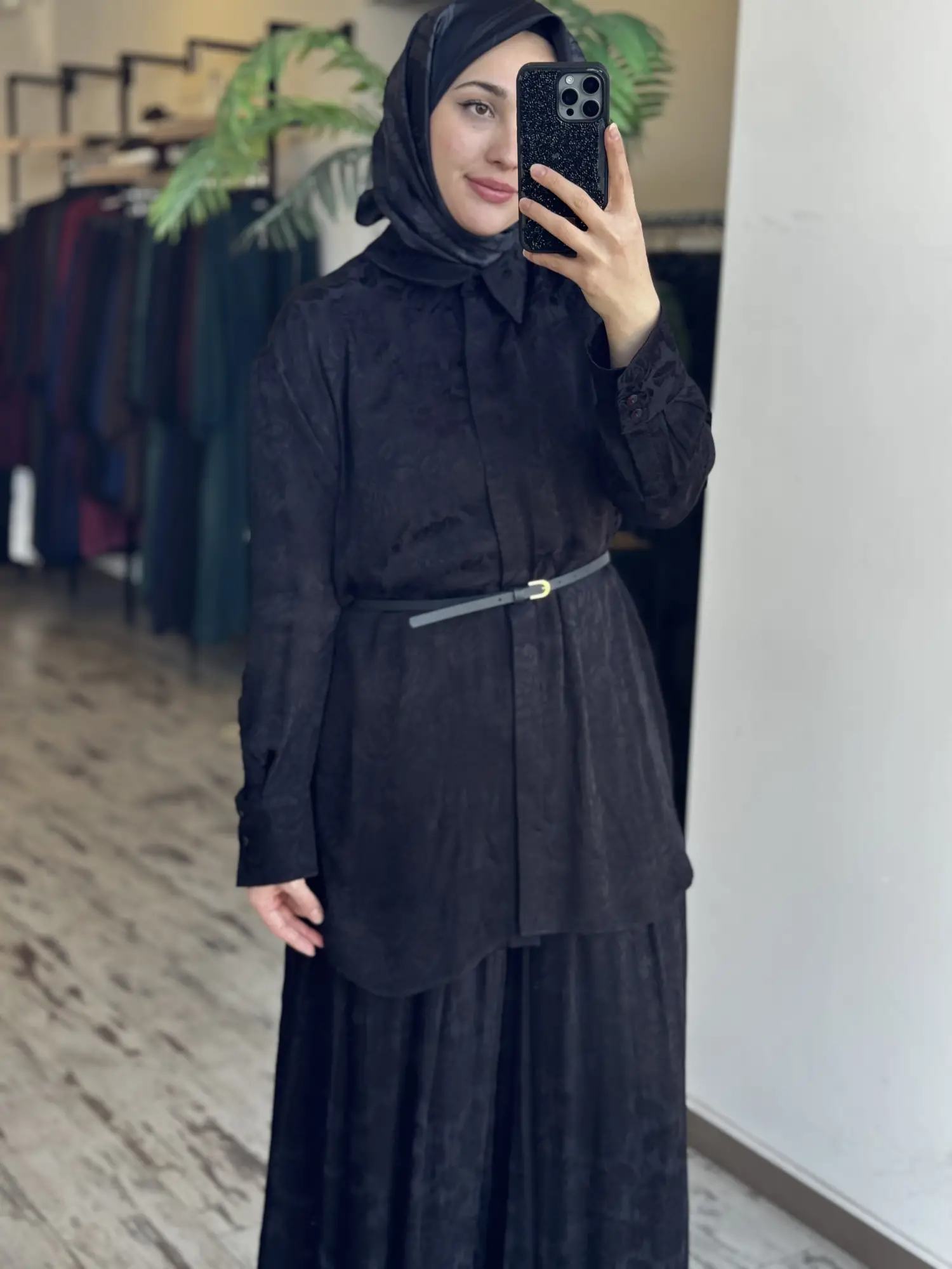 Vuu Jakarlı Siyah Gömlek Pantolon Takım