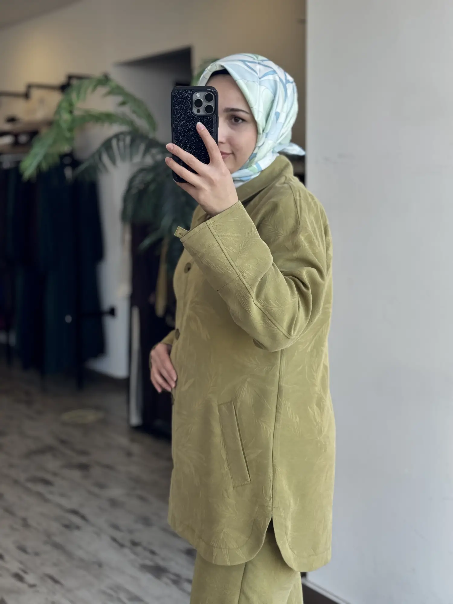Kayra Kendinden Desenli Tencel Kap Pantolon Takım KA16063