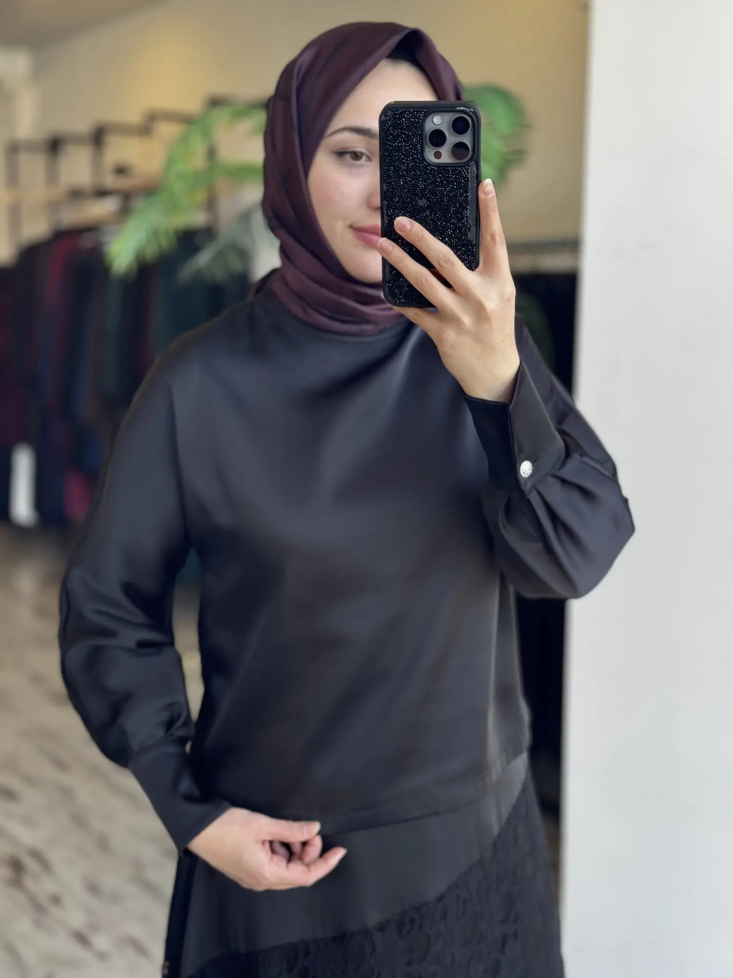 Zems Güpürlü Saten Etek Bluz Takım 2T079
