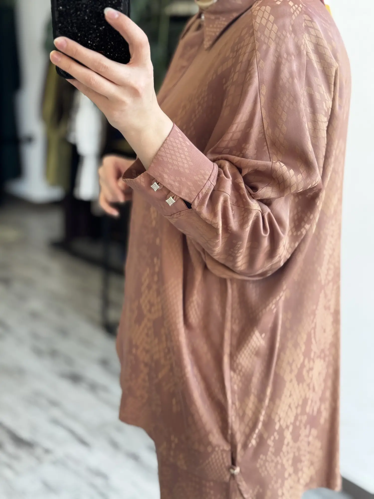 Tığ Triko Kendinden Desenli Yarasa Kol Gömlek Pantolon Takım TKM5021