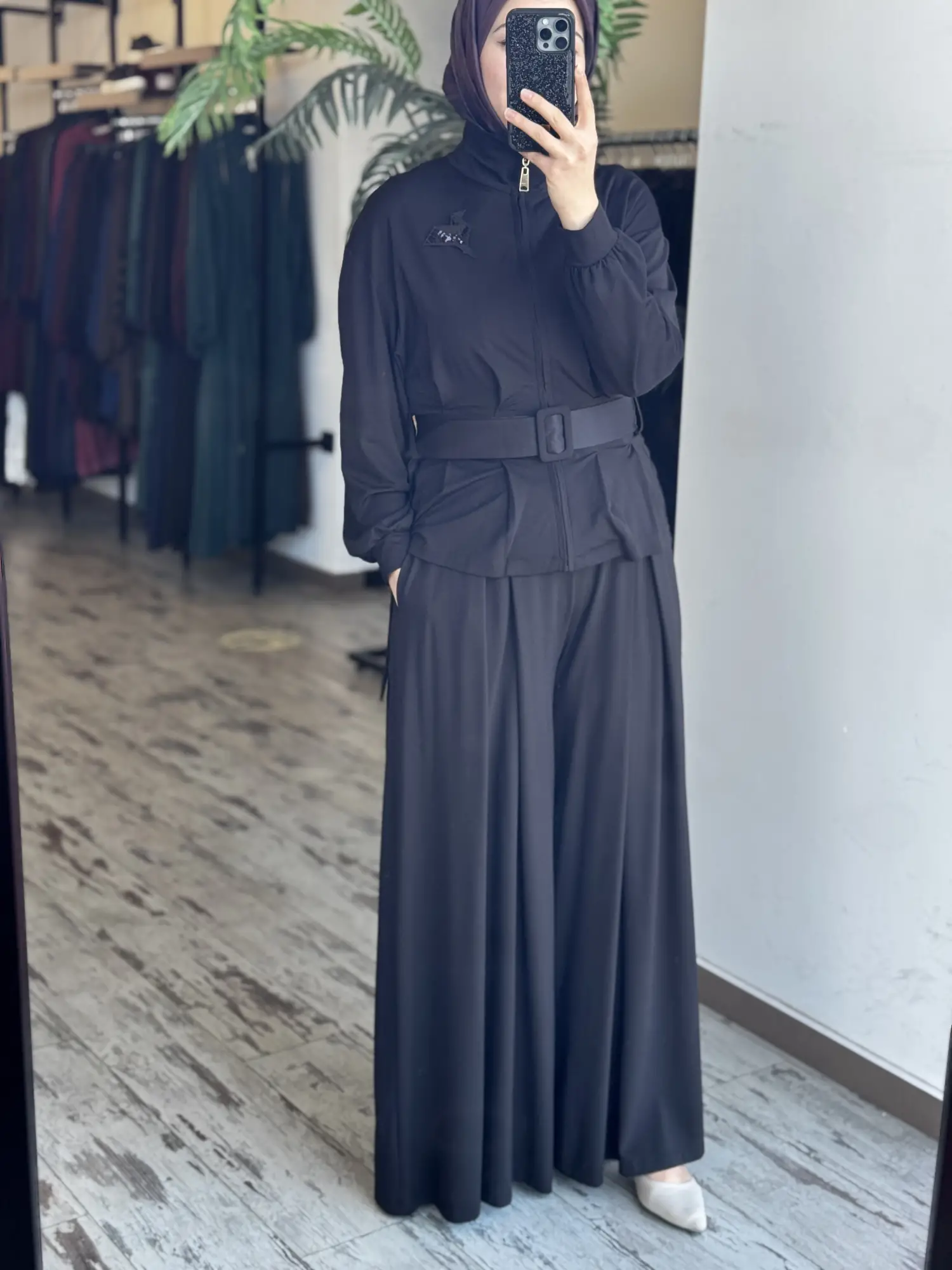 Qupra Kemerli Modal Ceket Etek Pantolon Takım WAD1226