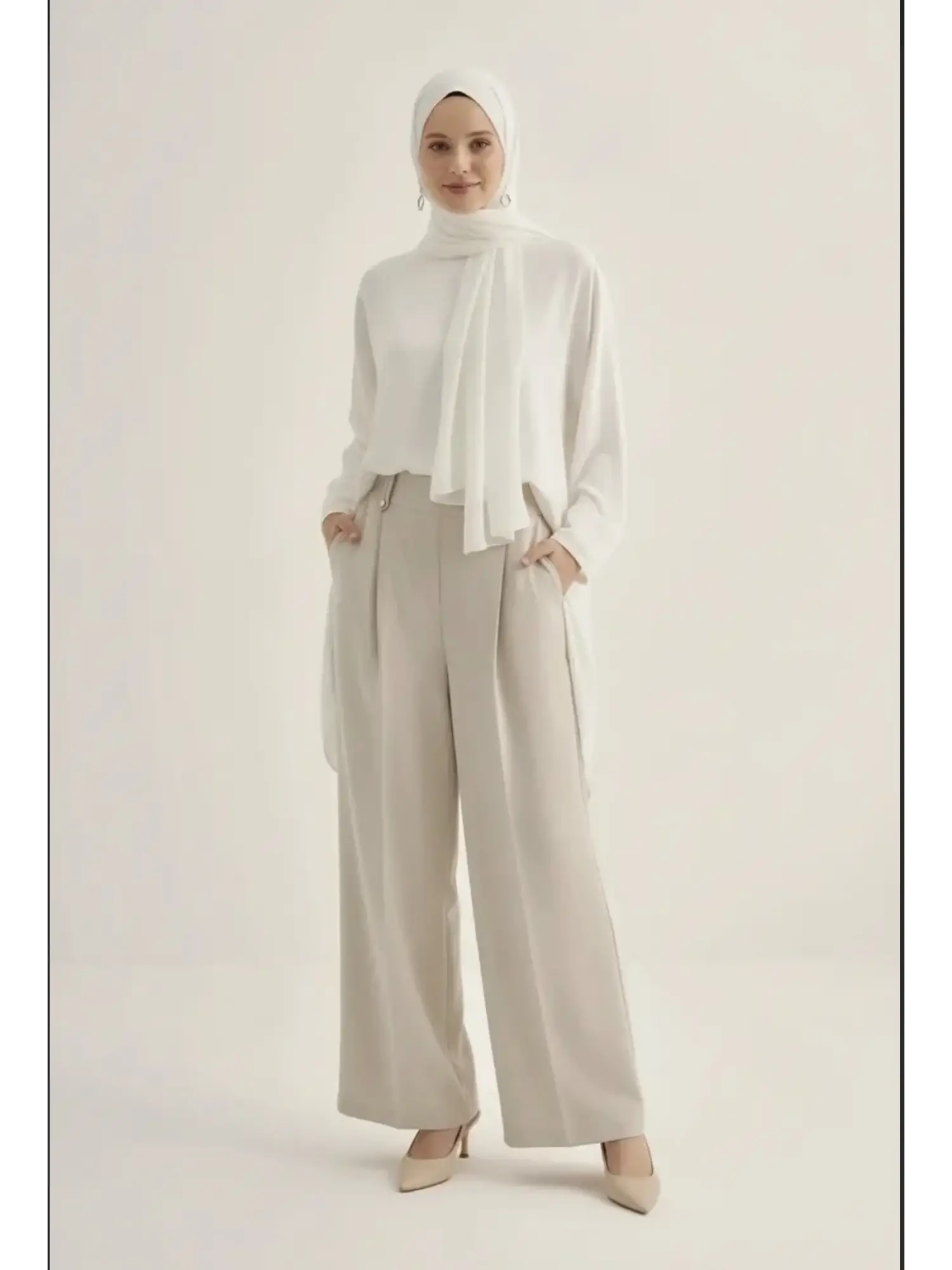 Clande Önü Nervürlü Cepli Palazzo Pantolon