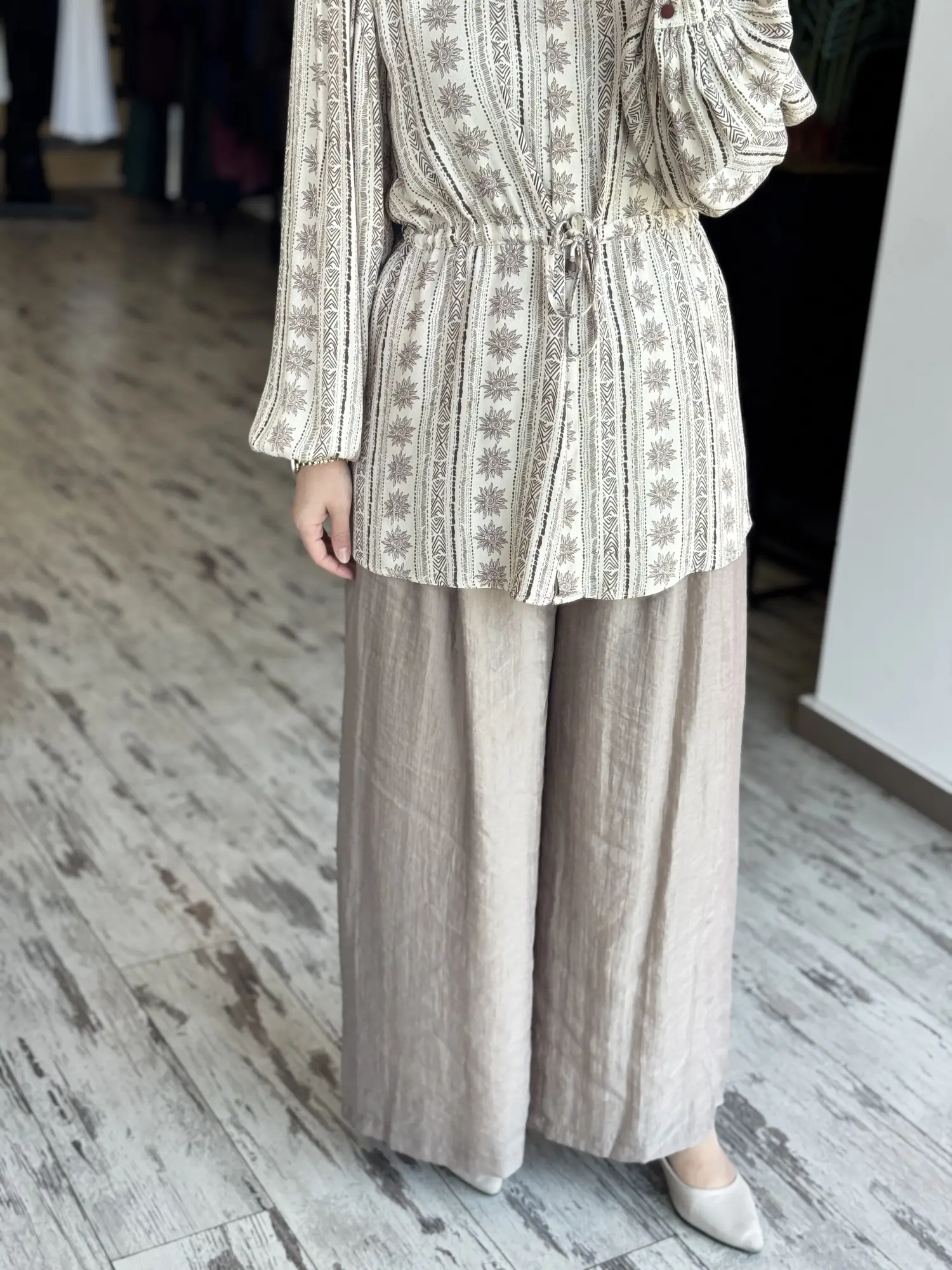 Almarwah Pile Detaylı Tencel Etek Pantolon 606123