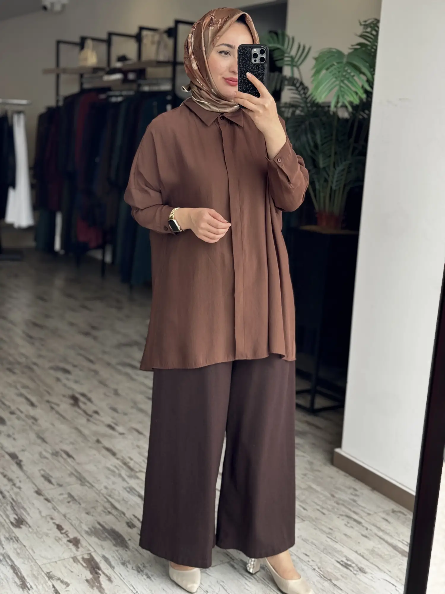 Kayra Beli Lastikli Geniş Paça Cepli Denim Pantolon KA19092