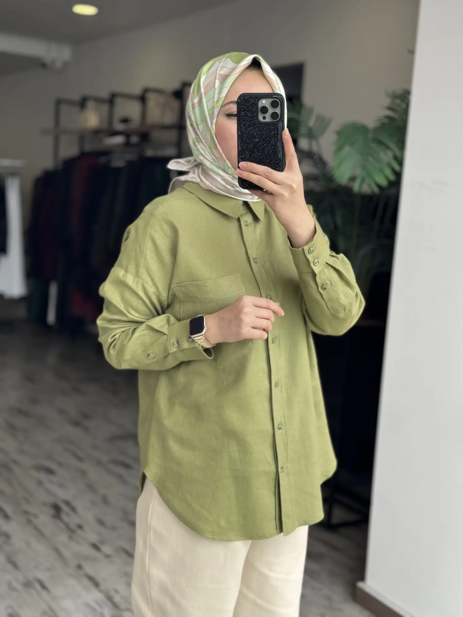 Kayra Yaka Cepli Basic Keten Gömlek KA21134