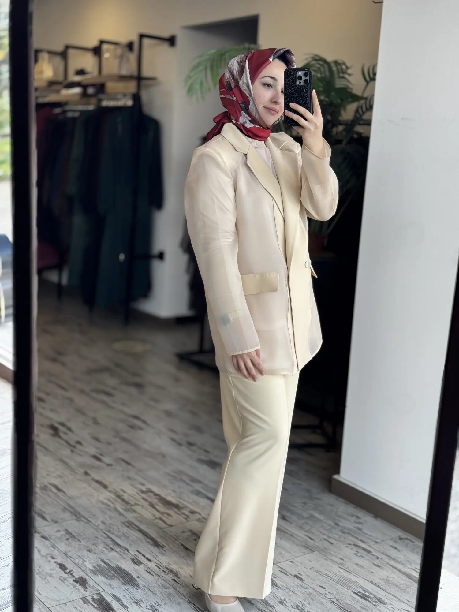 Kahma Organze Detaylı Ceket Pantolon Takım